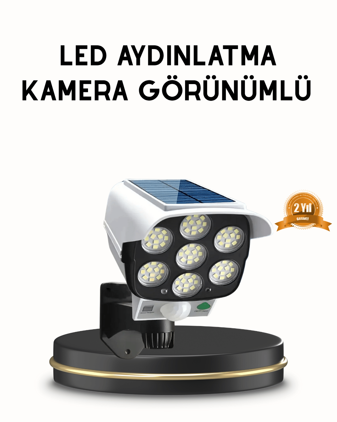 Güneş Paneliyle Şarj Olan Hareket Sensörlü Dış Mekan Güvenlik Lambası Ayarlanabilir