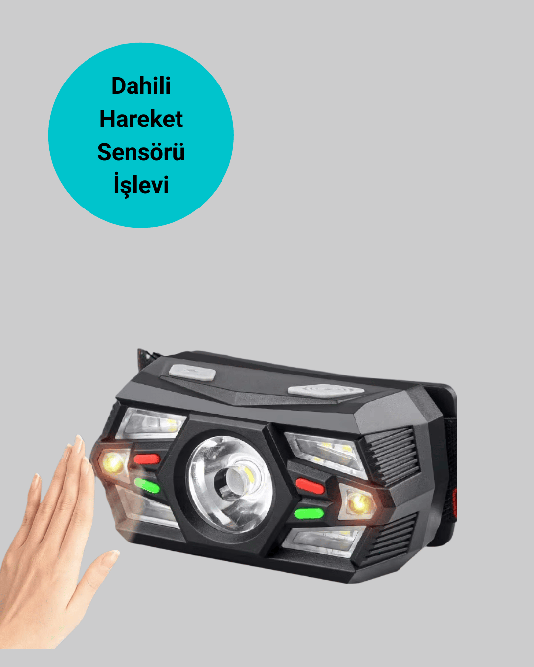 Şarj Edilebilir LED Far Hareket Sensörlü 5 Modlu Outdoor