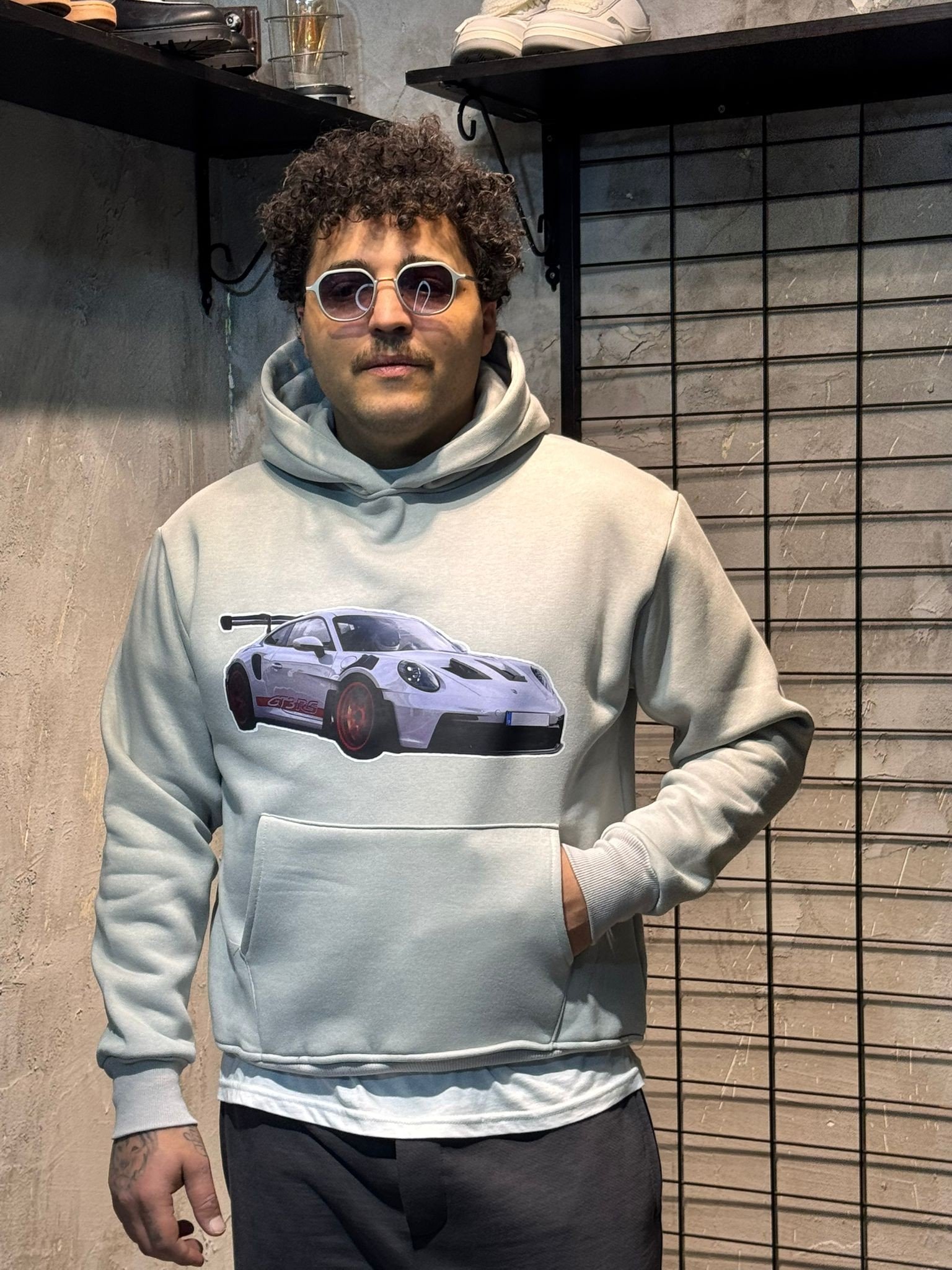 Need Money for Porsche Yazılı Gri Hoodie