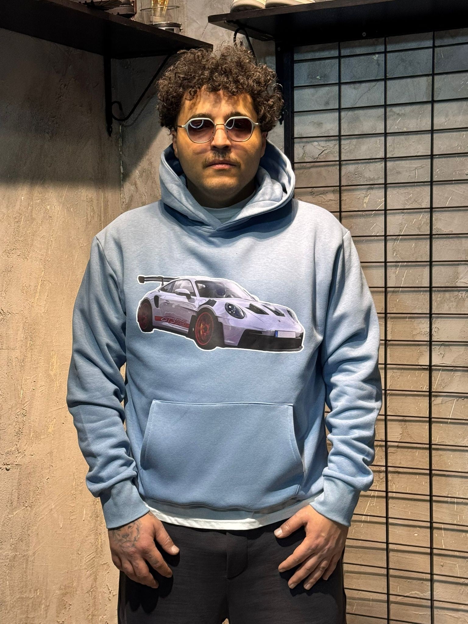 Need Money for Porsche Yazılı Mavi Hoodie