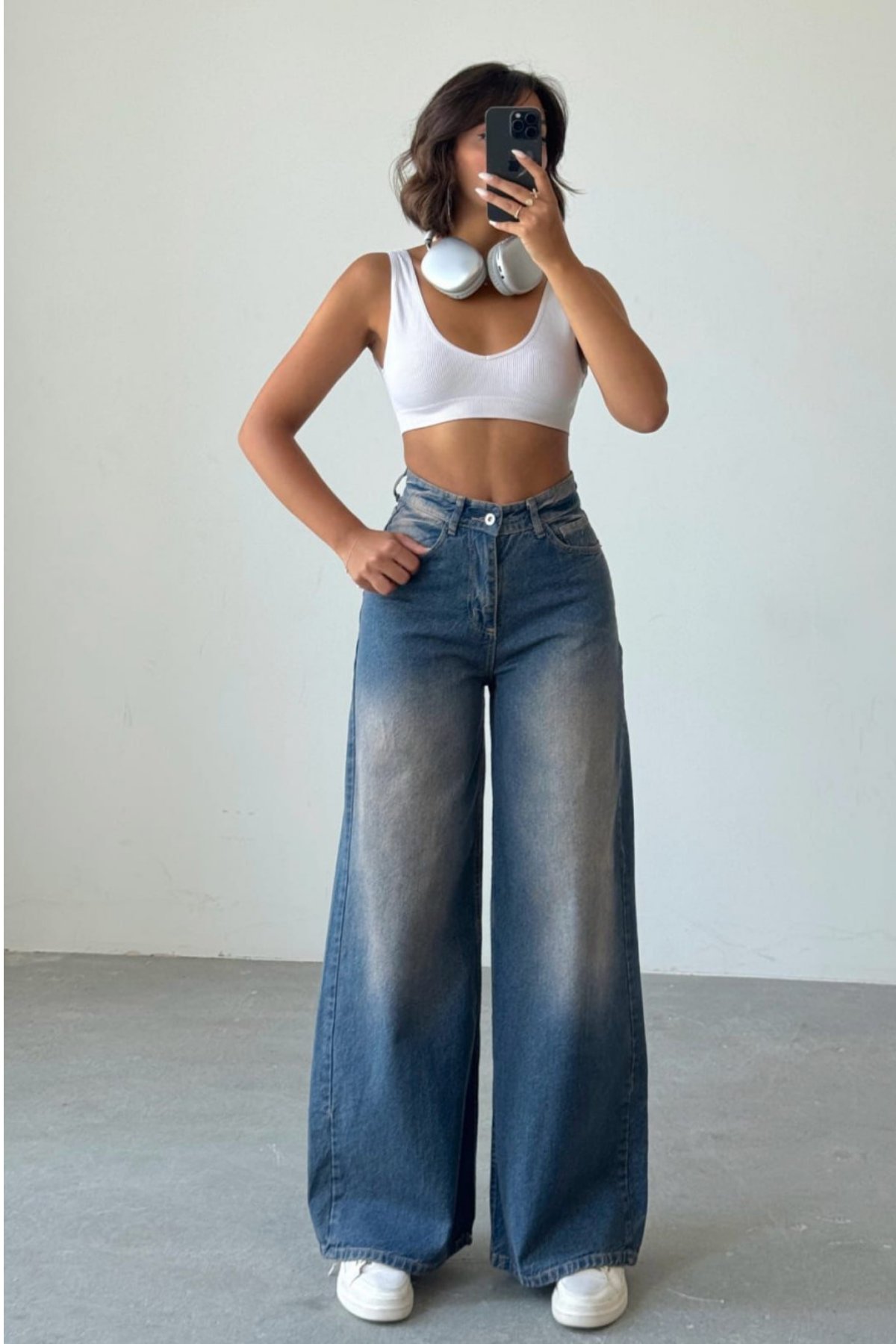 Kadın Ekstra Baggy Jean Pantolon- Soluk Mavi