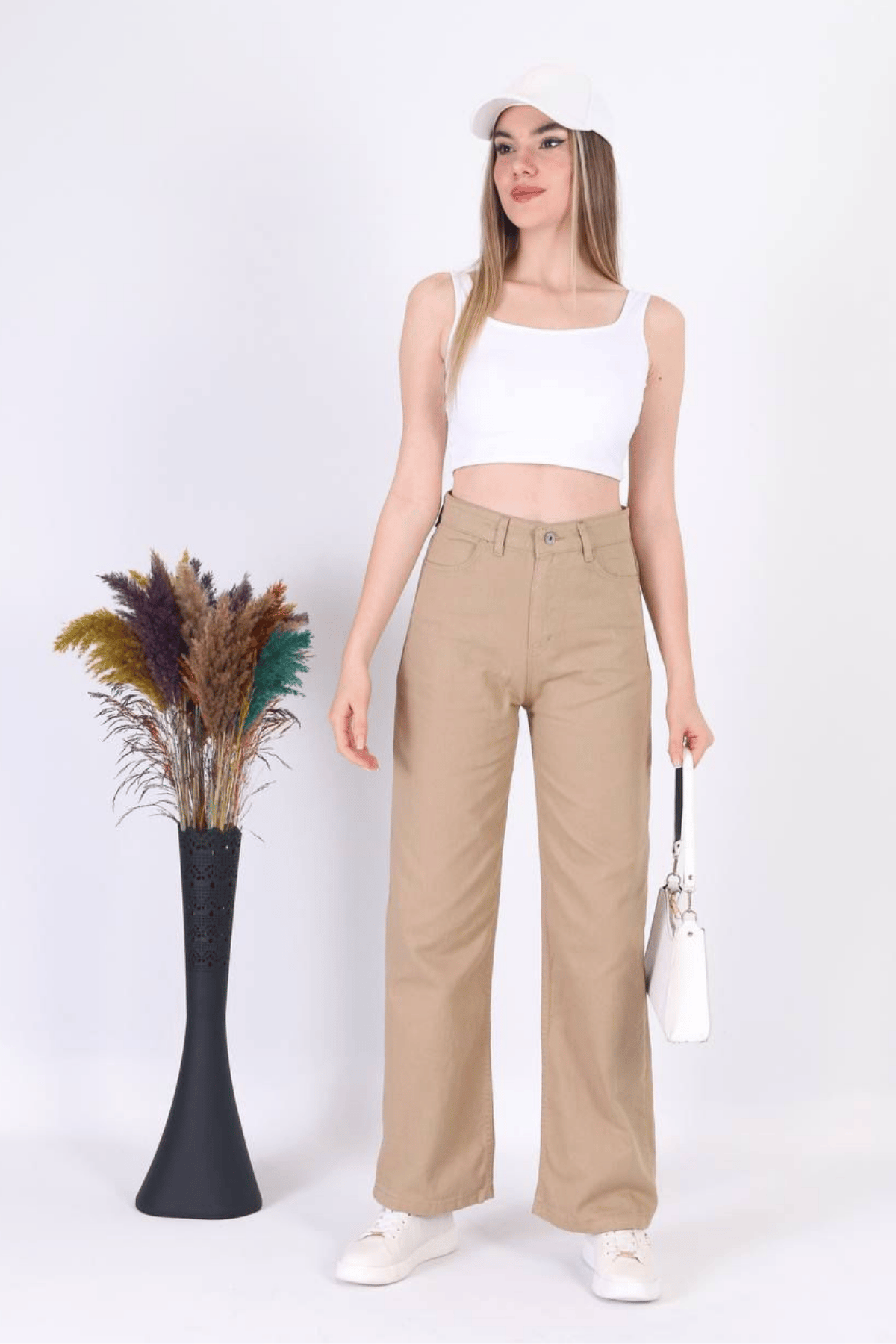 Kadın Palazzo Jean Pantolon- Bej