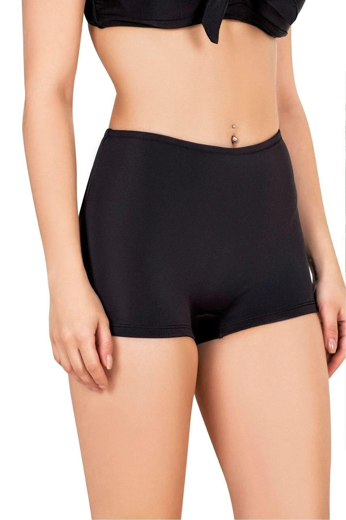 Kadın Siyah Şort Bikini Altı