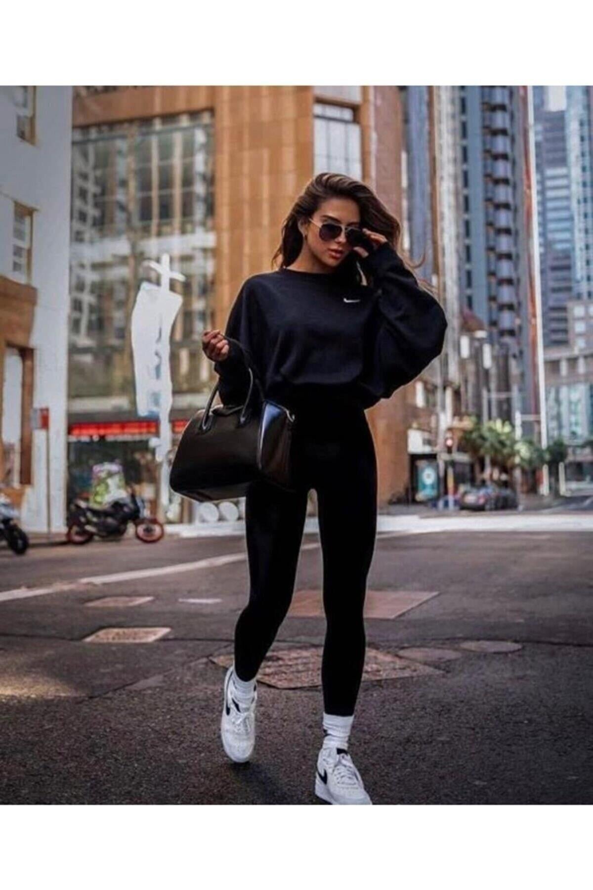 Siyah Kışlık Yüksek Bel Içi Polarlı Fitilli Tayt
