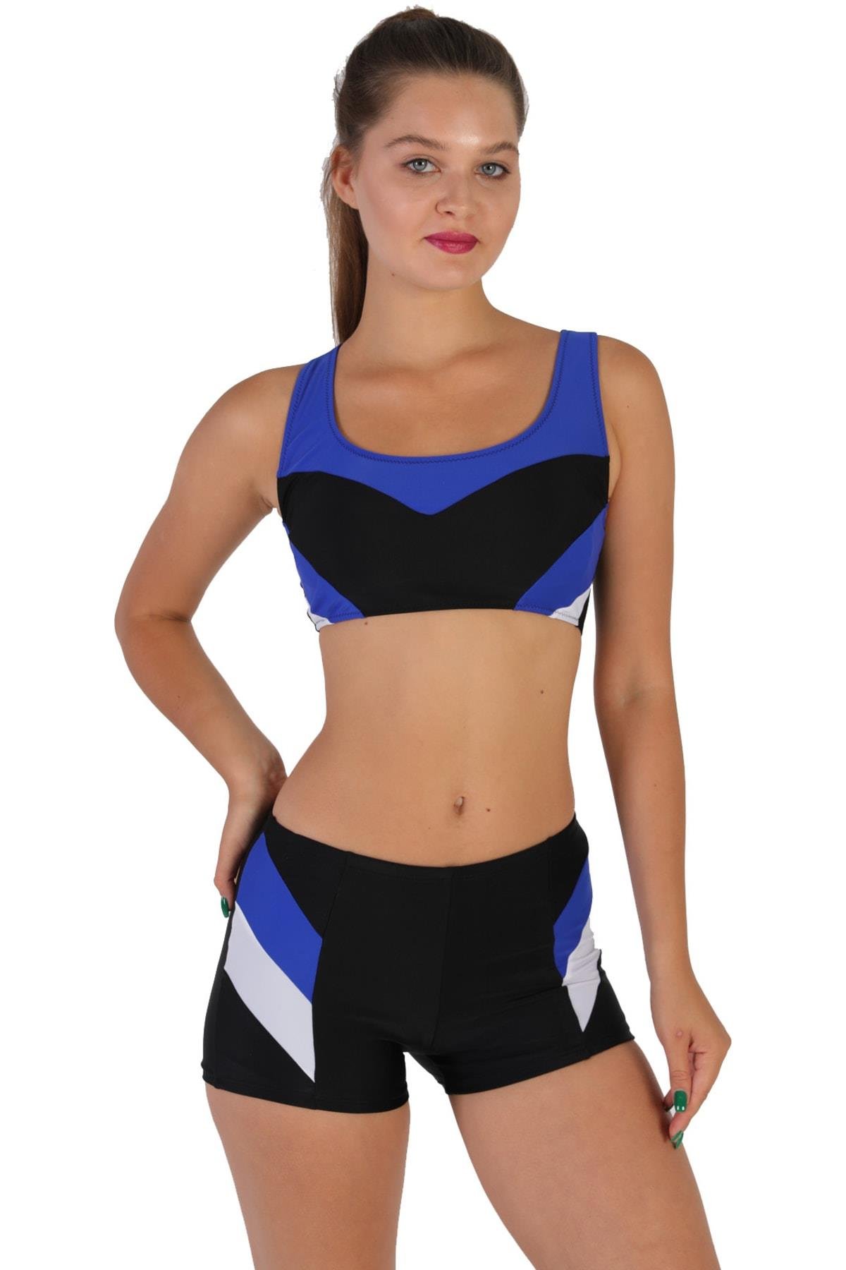 Şortlu Modelli Yüzücü Mayo Bikini Takımı