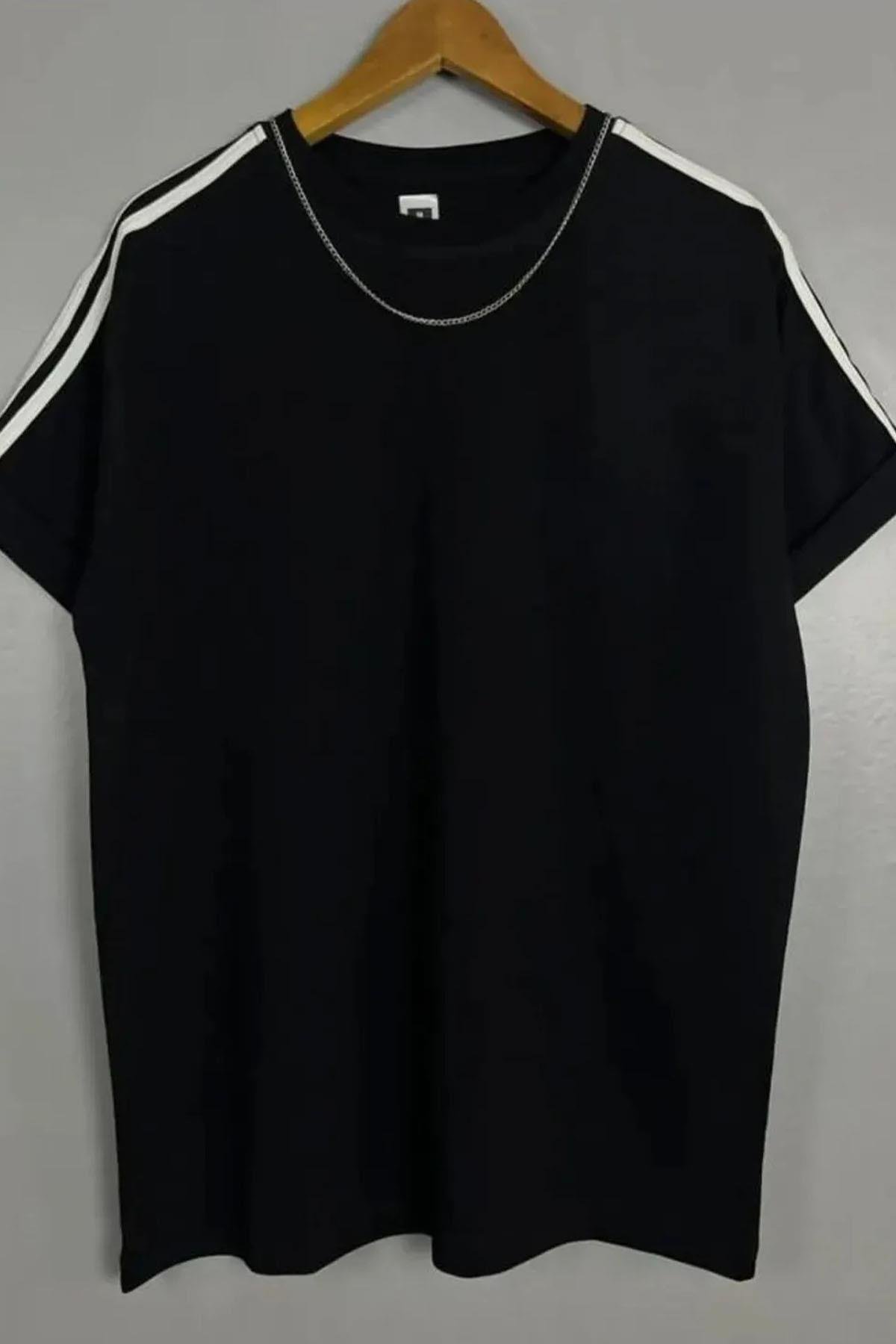 T-shirt Oversize Unisex 20/1 Supreme Kumaş Omuzları 2 Şeritli Kaliteli %100 Pamuk-Siyah