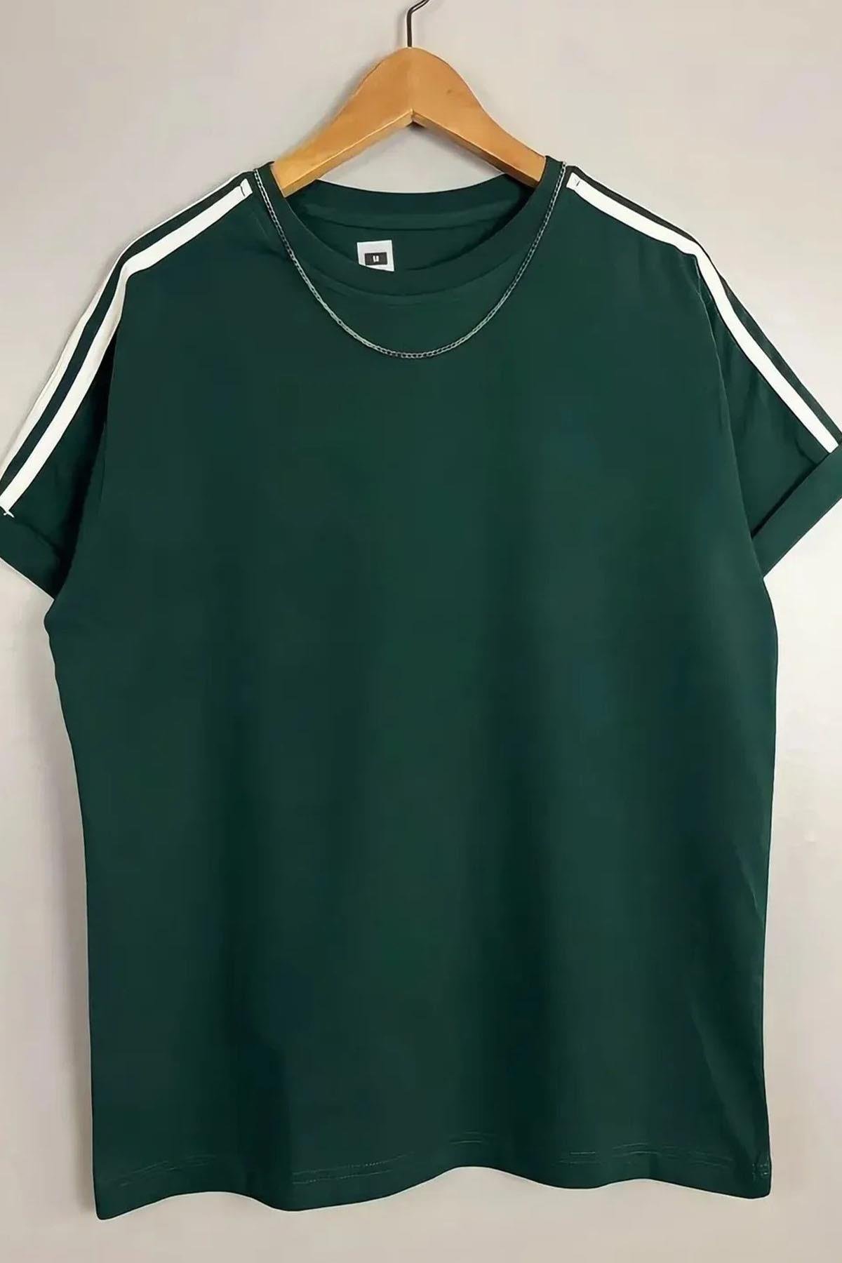 T-shirt Oversize Unisex 20/1 Supreme Kumaş Omuzları 2 Şeritli Kaliteli %100 Pamuk-Yeşil
