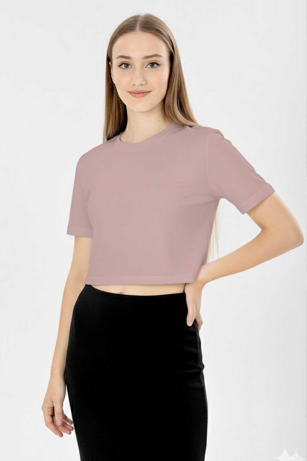 Vizon Kadın Kısa Kollu Crop T-shirt