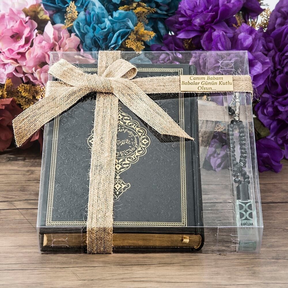 Babalar Günü Hediyesi, Kur'an-ı Kerim, Esans, 33'lü Tesbihli Set - Siyah