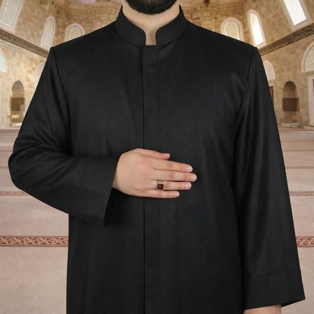 Bezzaz Namaz ve İmam Cübbesi Uzun Çizgili Siyah Enderun Model