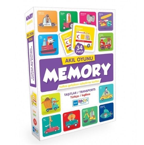 Blue Focus Akıl Oyunu - Memory - Taşıtlar (Eşleştirme Kartı 34 Parça)
