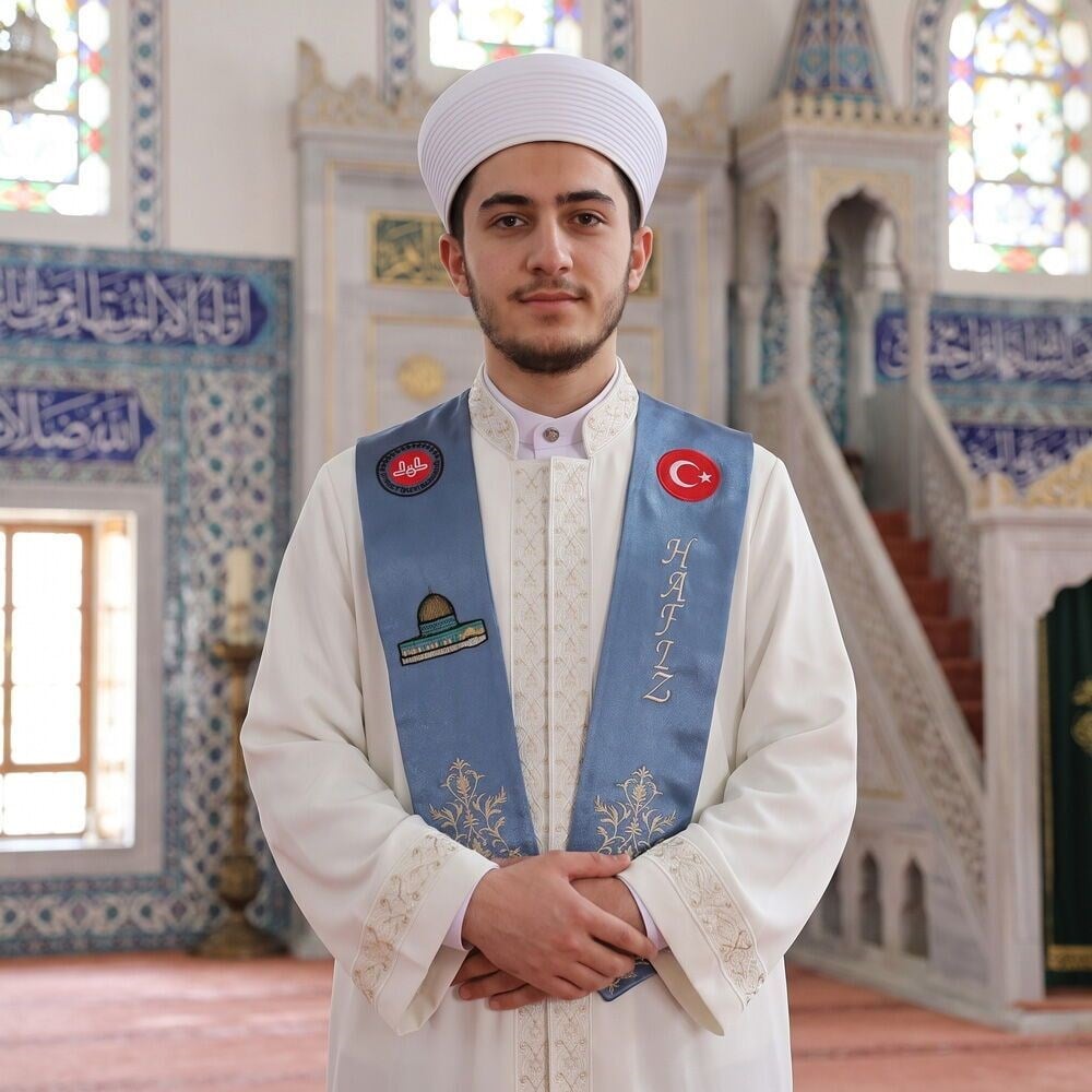 Hafızlık Erkek İcazet 4'lü Elbise Seti - Kırık Beyaz - Mavi (Toplu Alımlar İçin Bizle İletişime Geçiniz!)