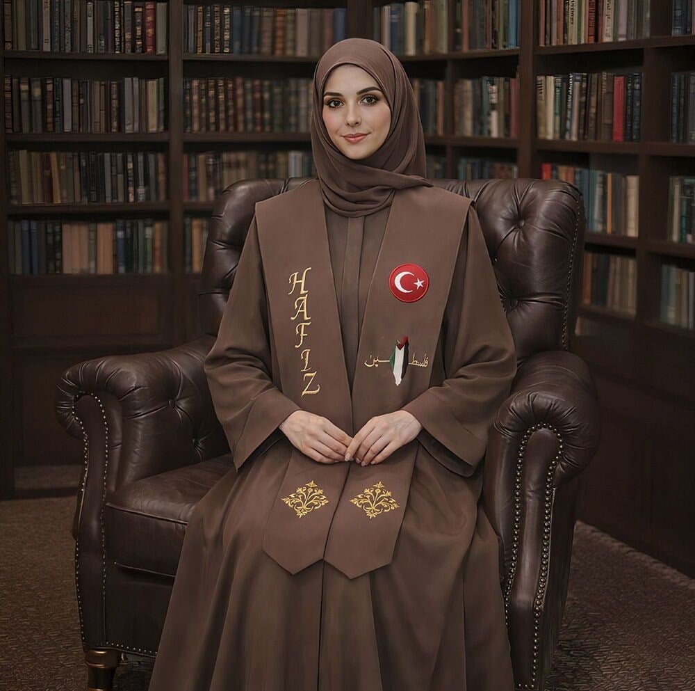 Hafızlık İcazet Merasim Halime Bayan Ferace Abaya Kahve Elbise