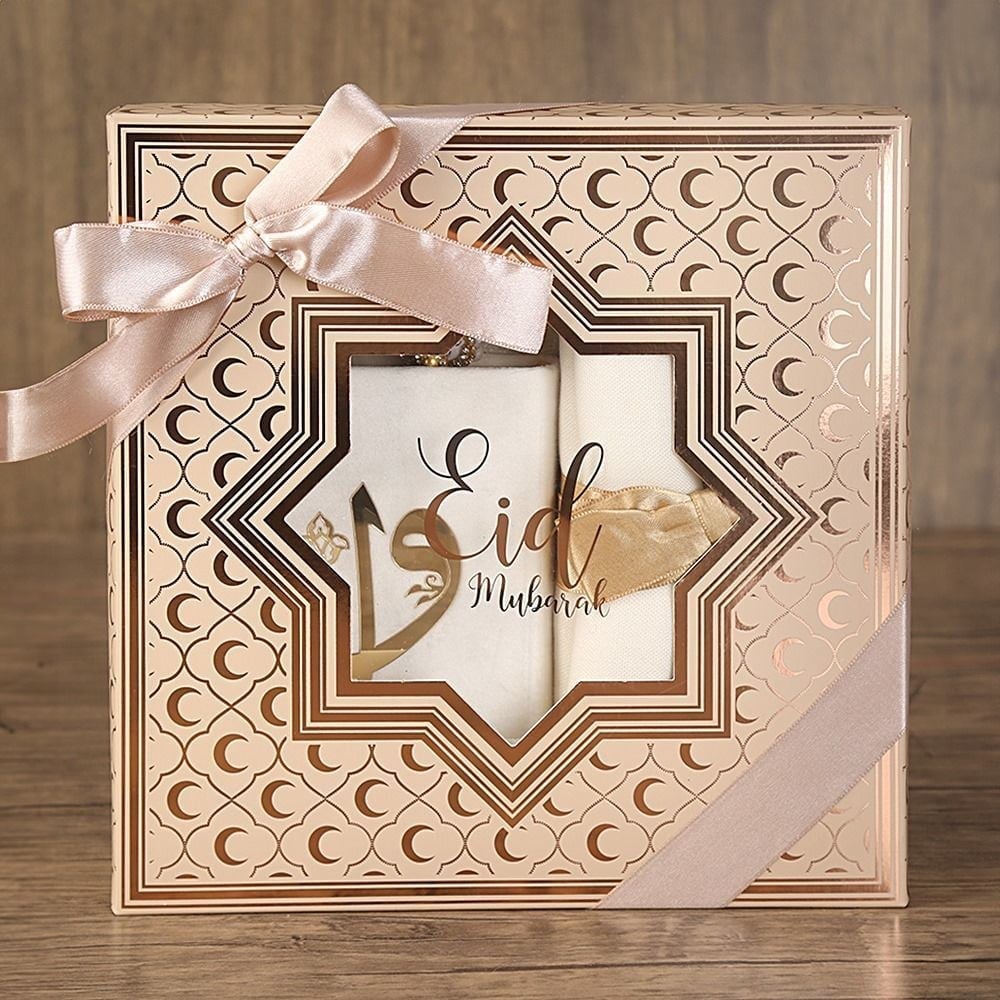 Hediyelik Ramazan Paketi Eid Mubarak Krem(26*26*6 cm850gr)