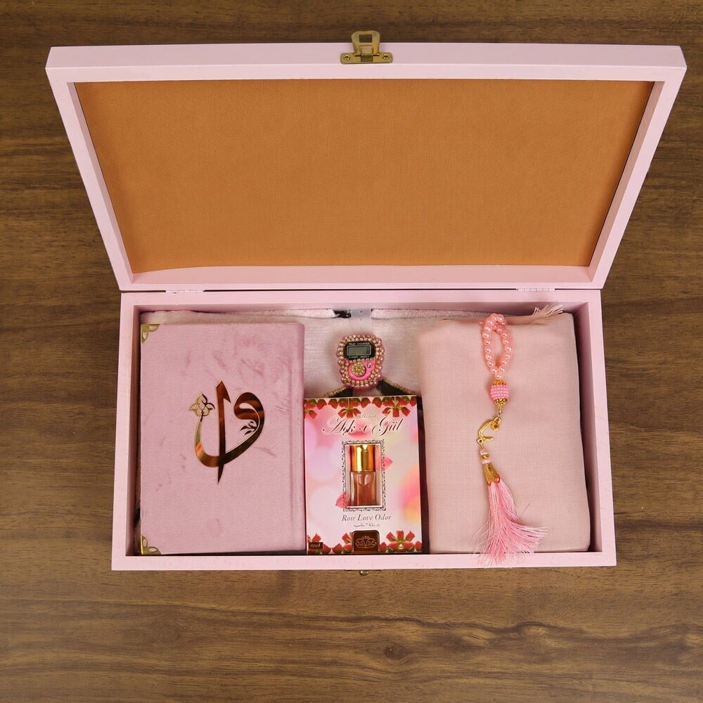 İsme Özel Anneye Hediye Ahşap Kutu Seti-Pembe