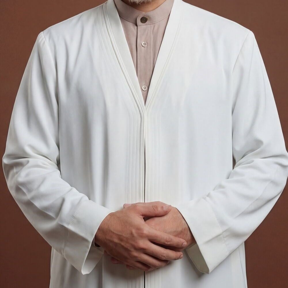 Krem Buhara Yaka Pratik Namaz Cübbesi