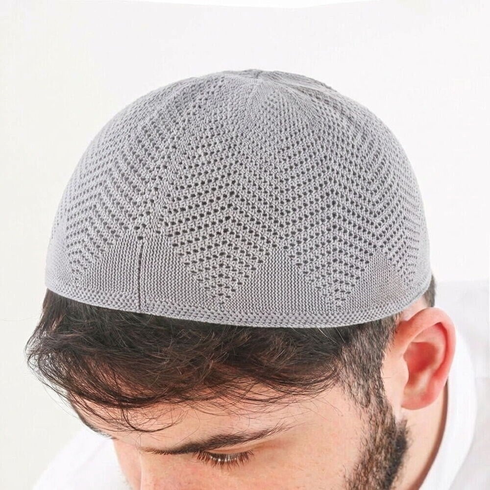 Nisa Örme Dantel Namaz Takkesi-Gri
