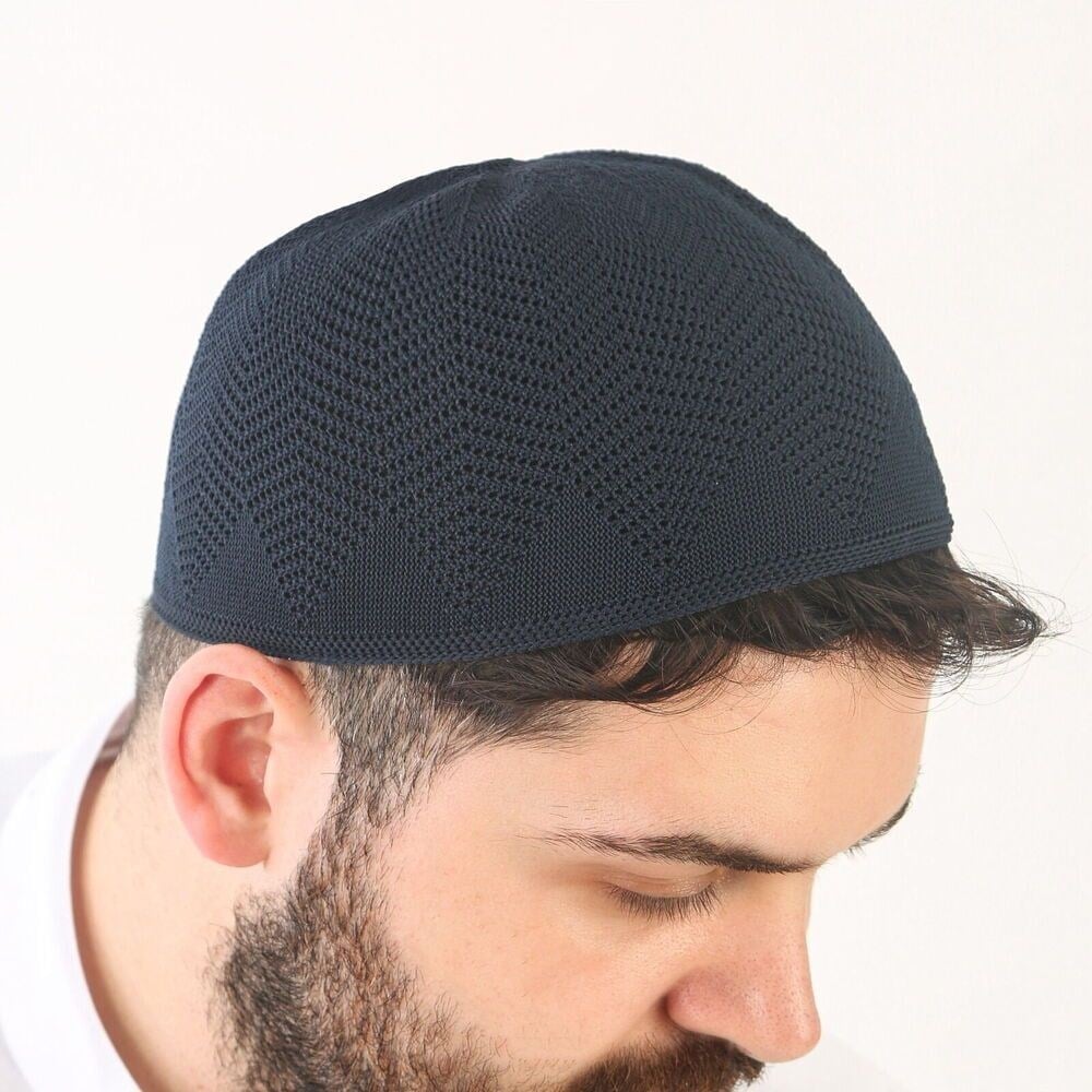Nisa Örme Dantel Namaz Takkesi-Lacivert