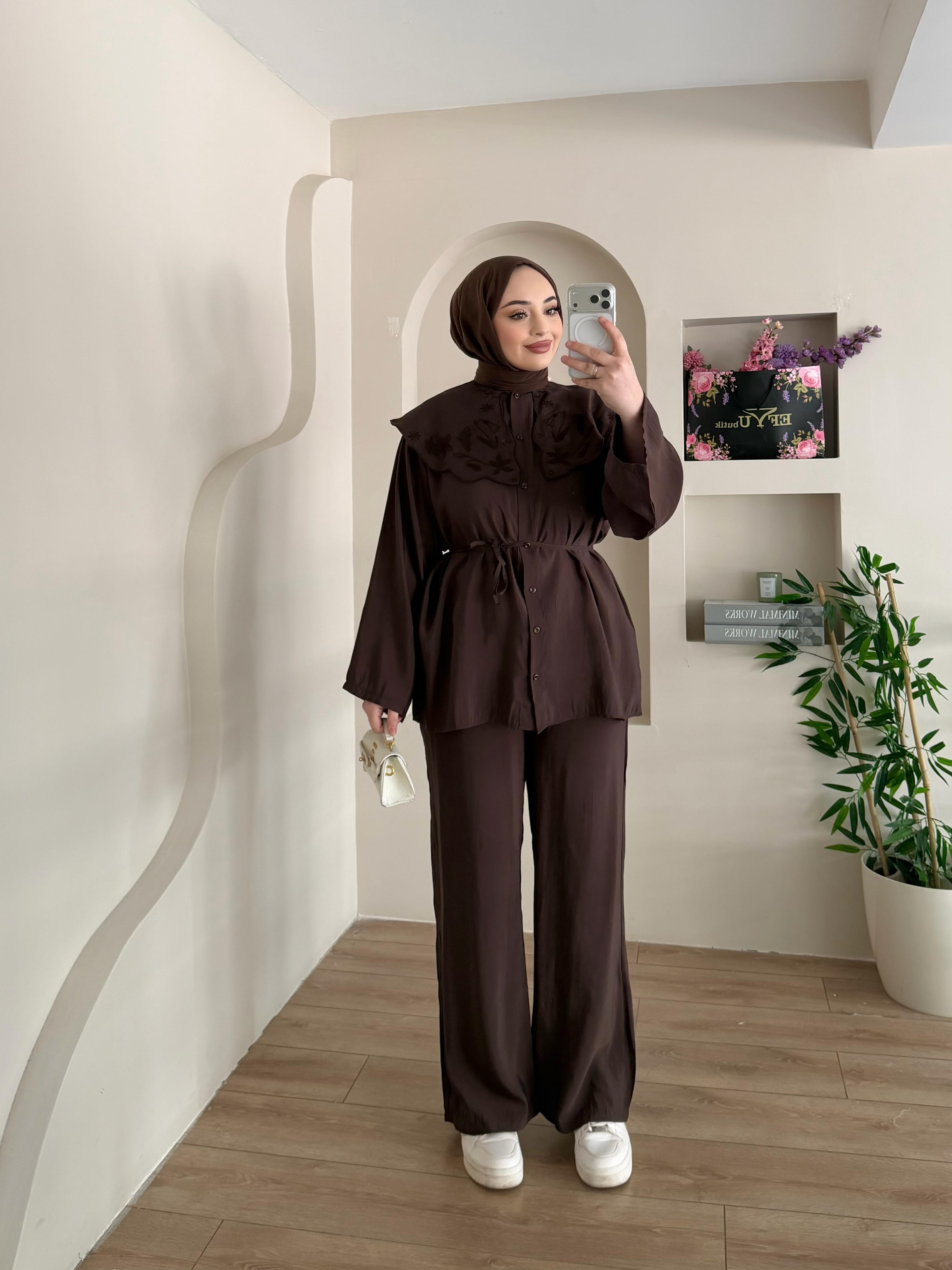 Asos Nakışlı Mendil Yaka Takım