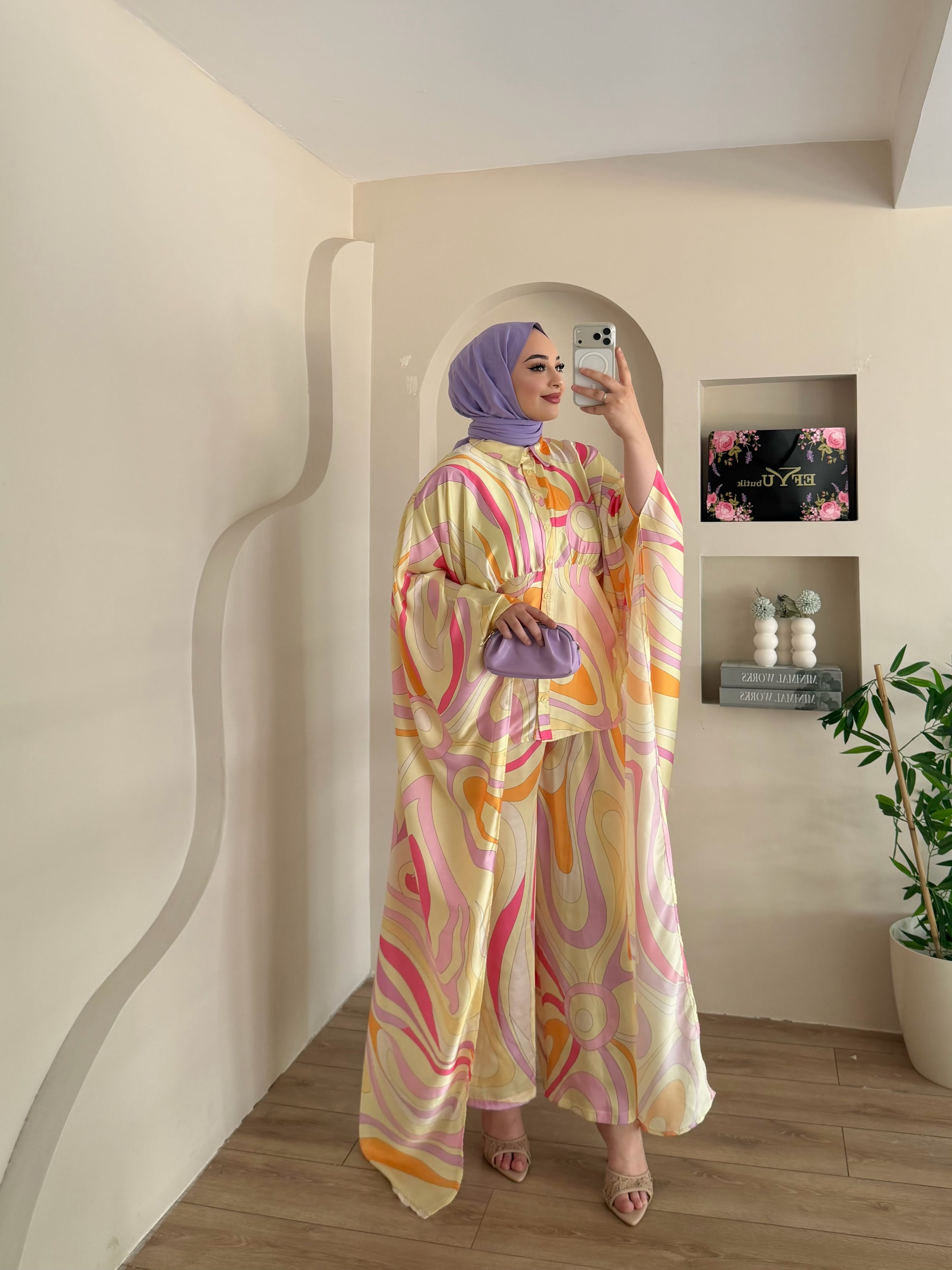 Cobe Yarasa Kol İkili Abaya Takım