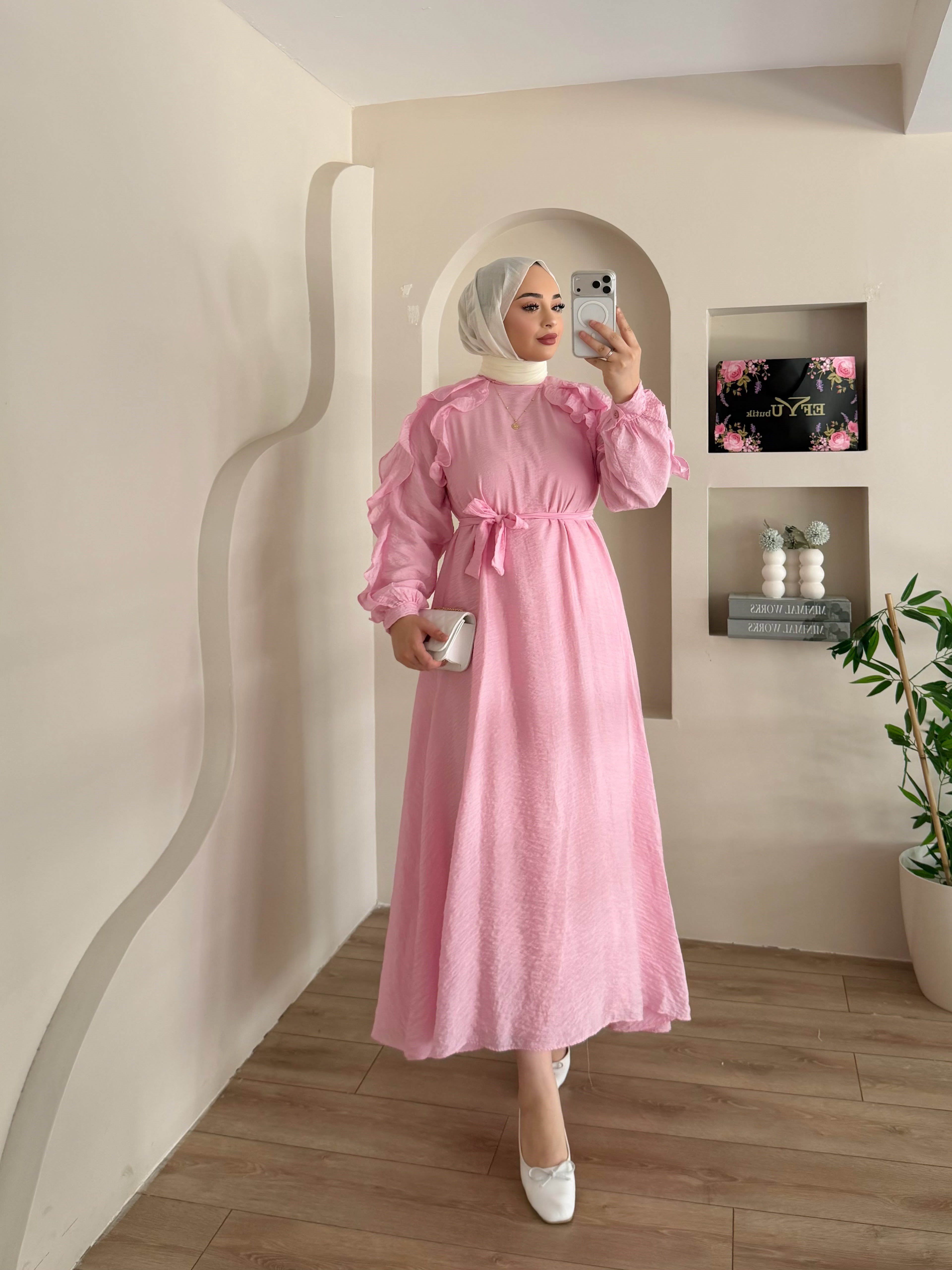 Dimitra Omuz Fırfır Detay Elbise