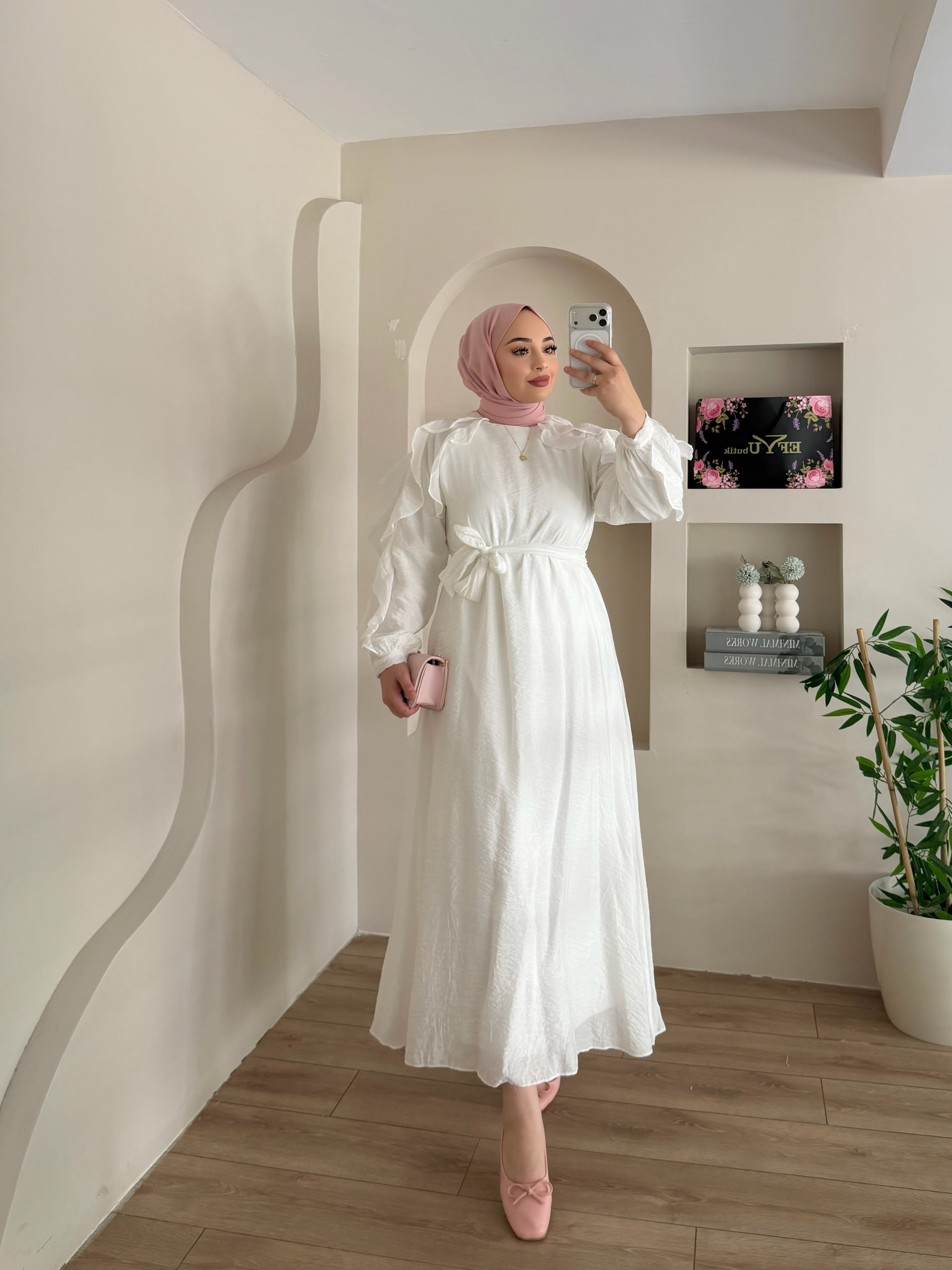 Dimitra Omuz Fırfır Detay Elbise
