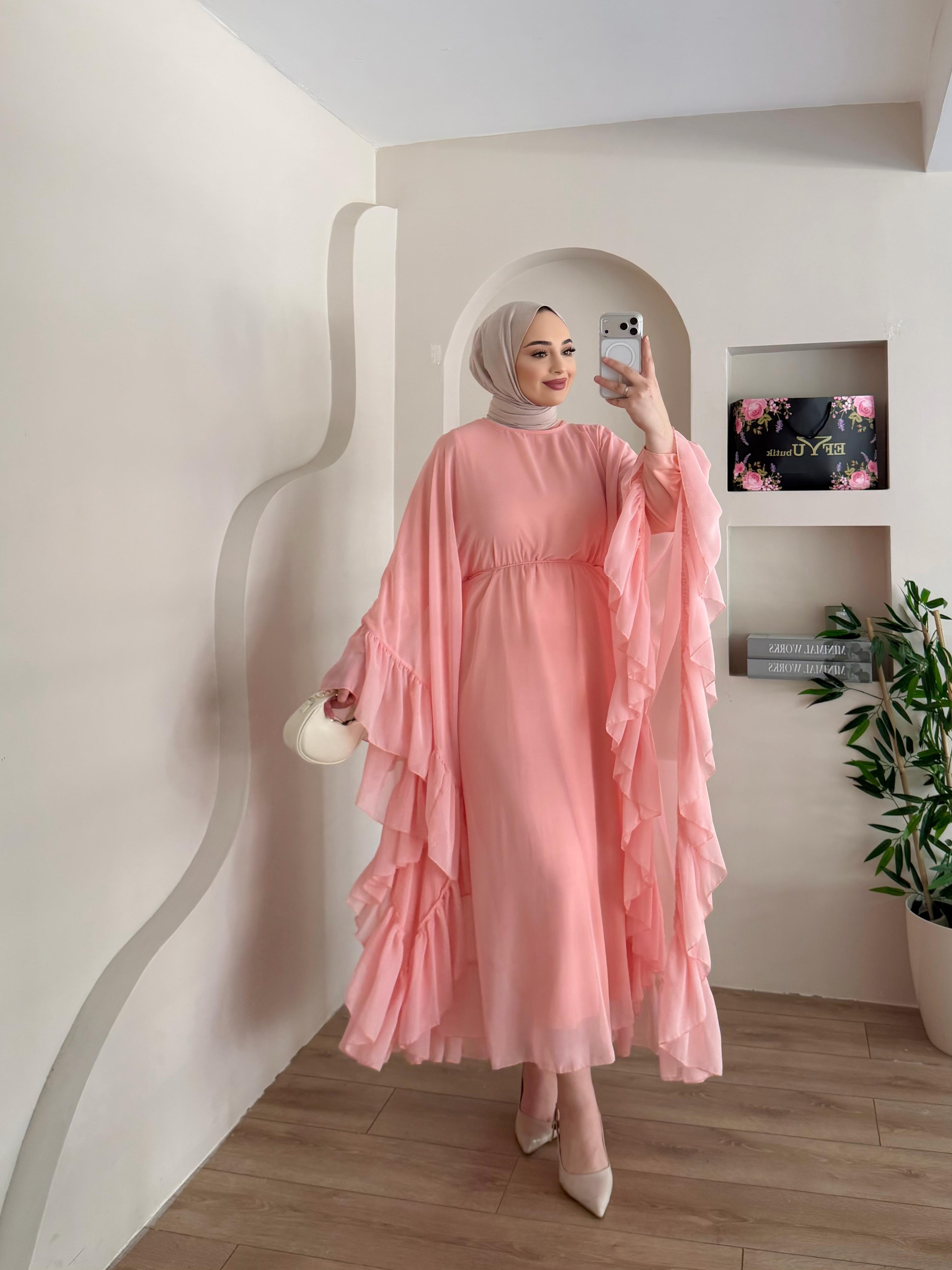 Fırfırlı Şifon Abaya 