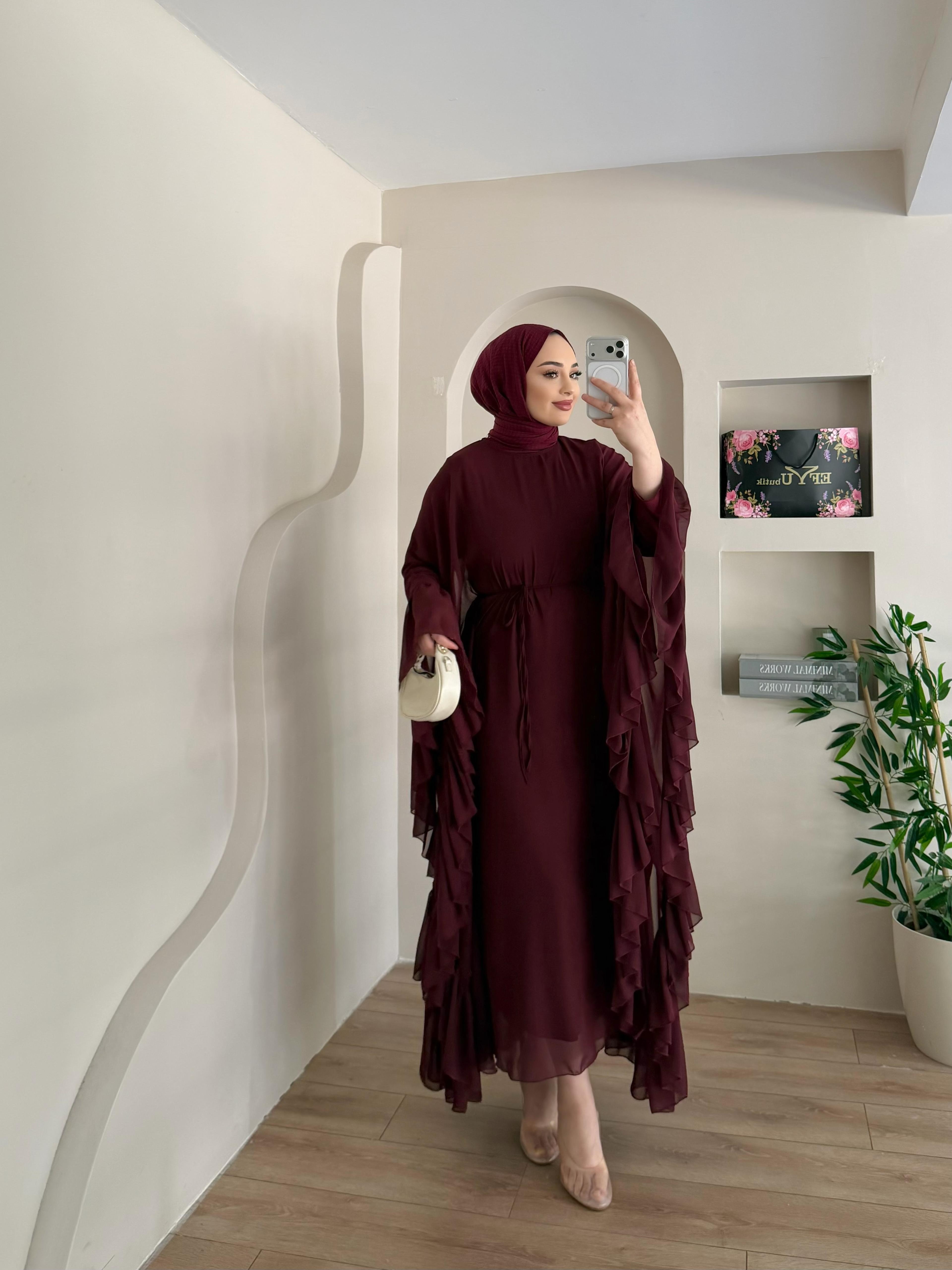 Fırfırlı Şifon Abaya 