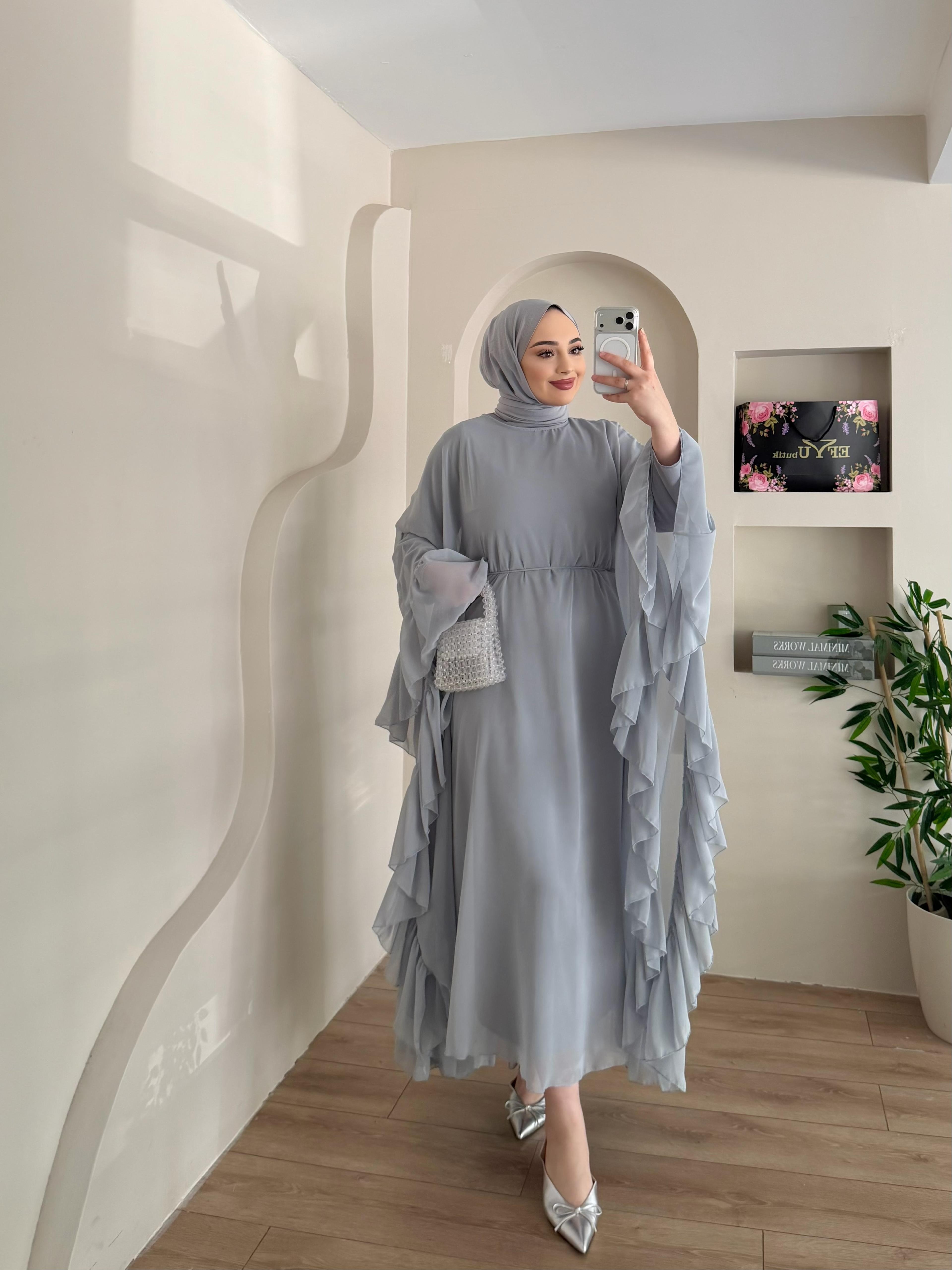 Fırfırlı Şifon Abaya 