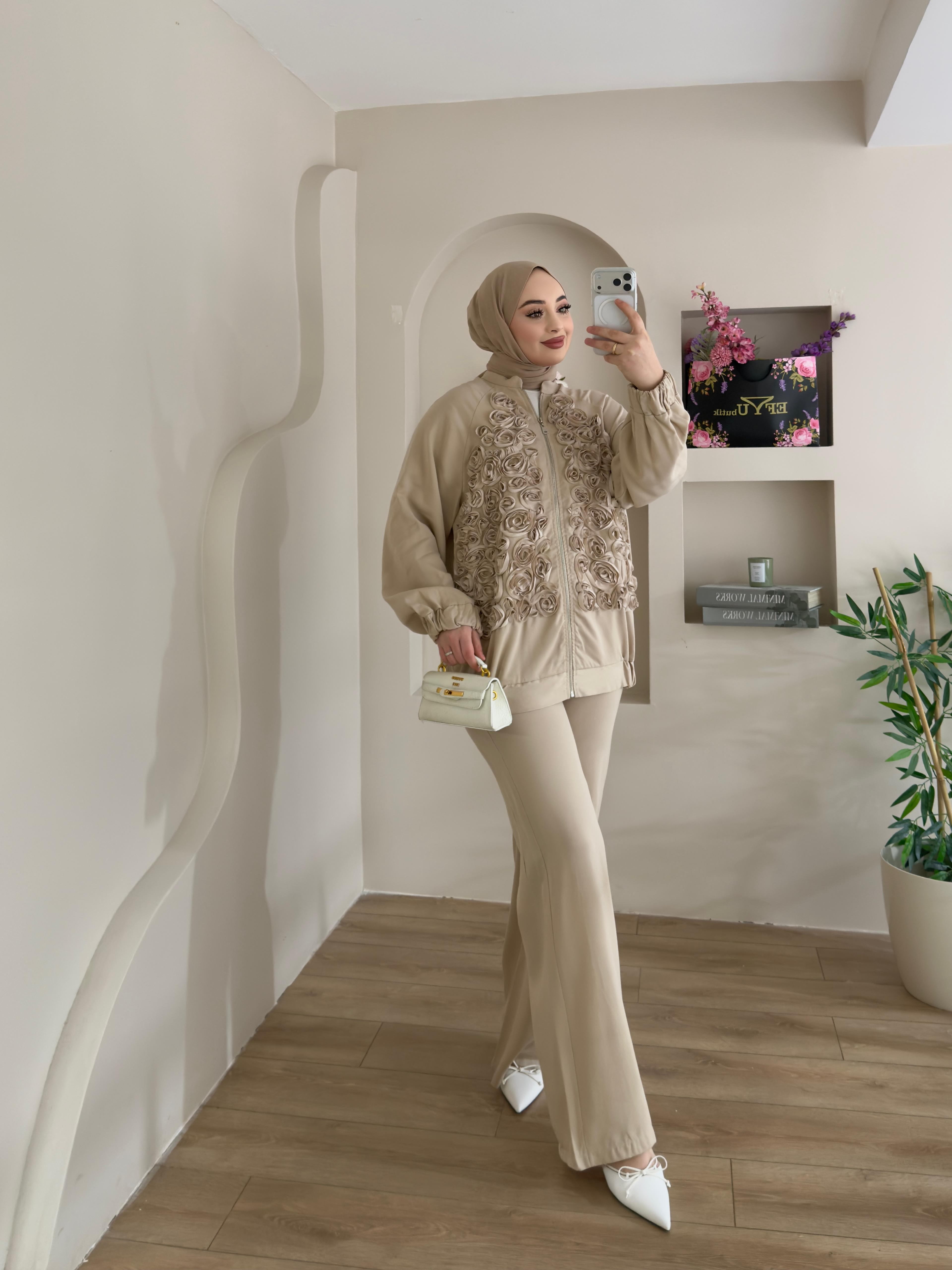 Forever Gül Desen Pantolonlu Takım