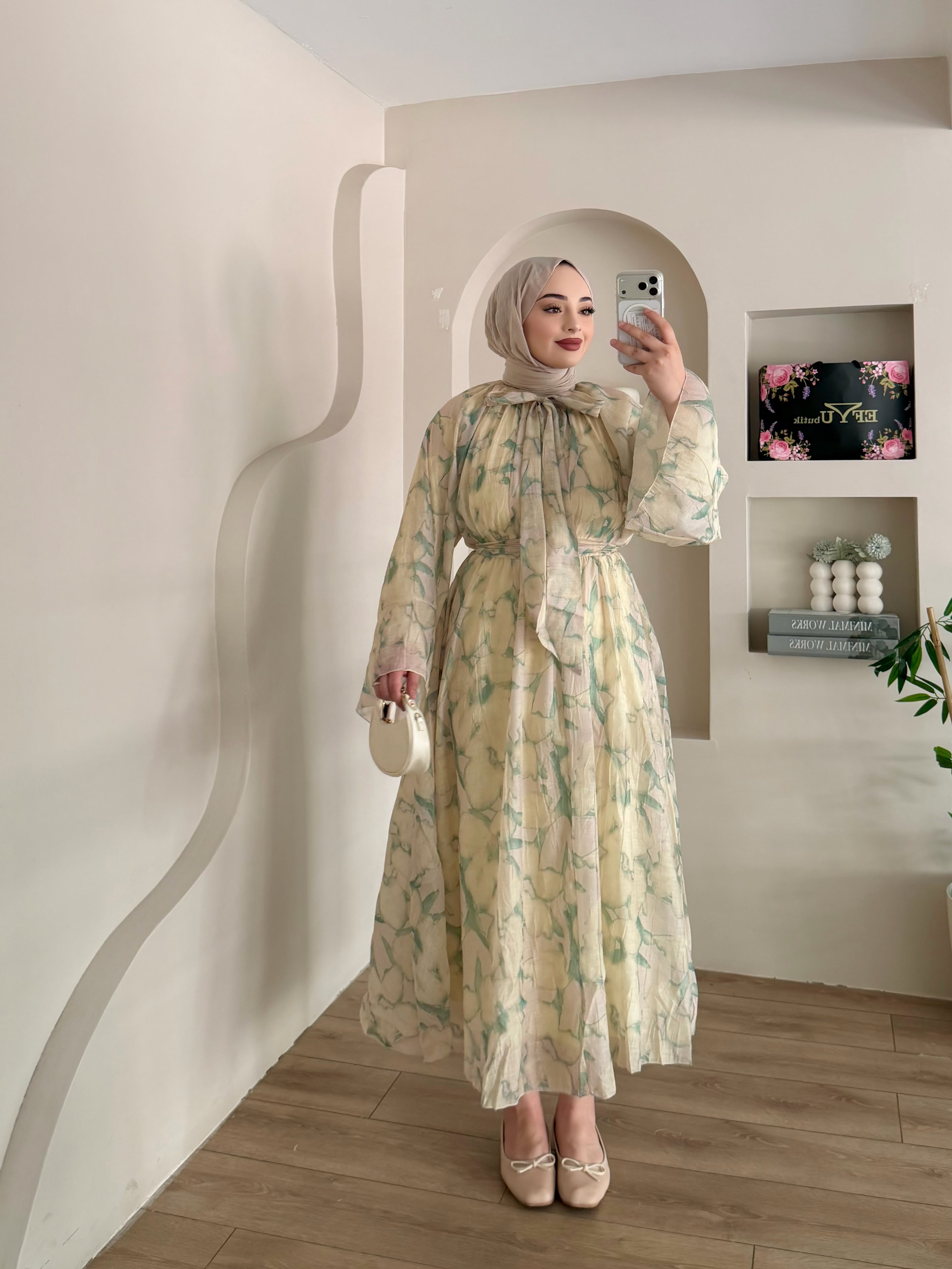 Mango Desenli Vual Elbise