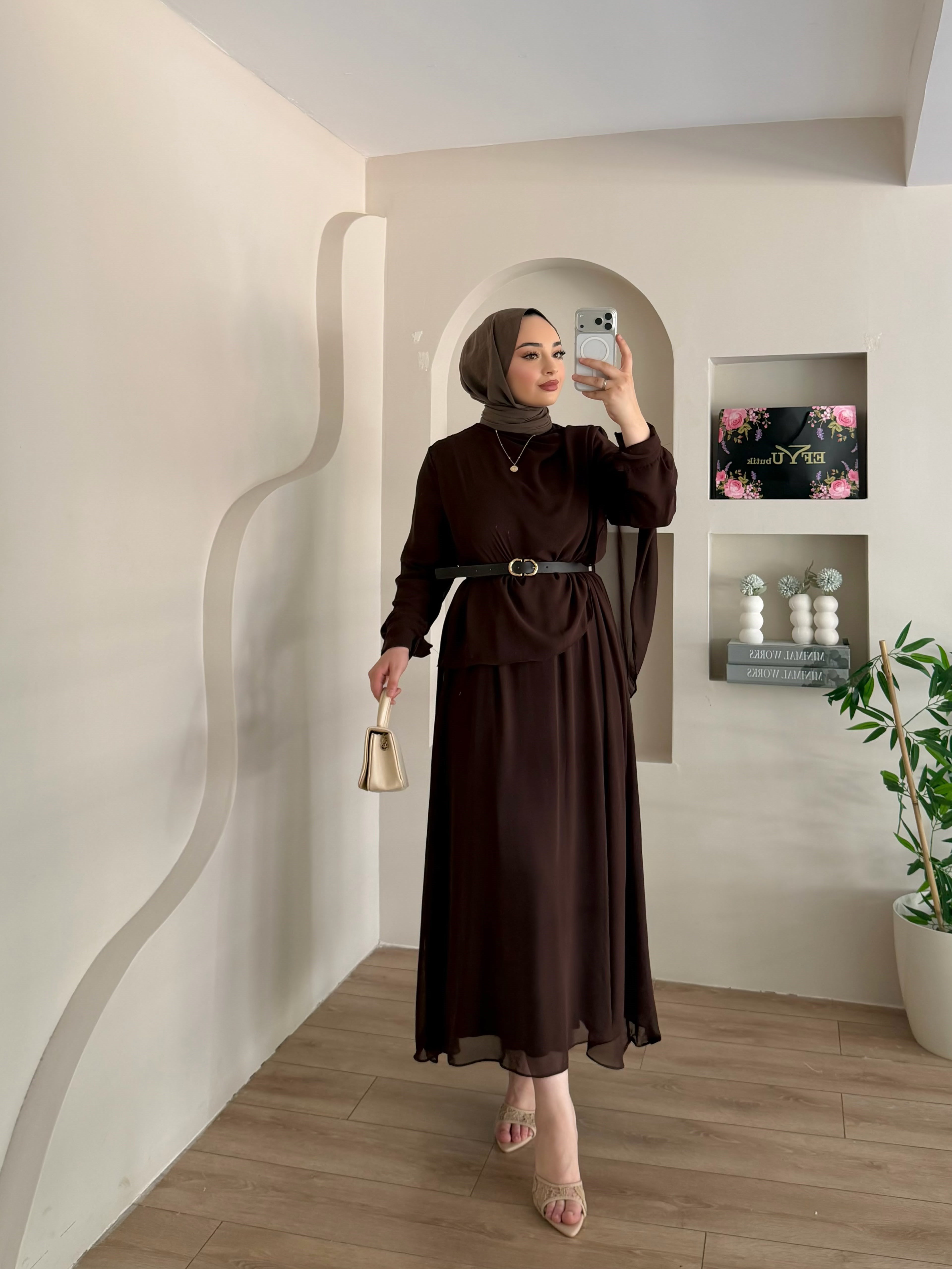 Meyra Tül Detay Kemerli Elbise