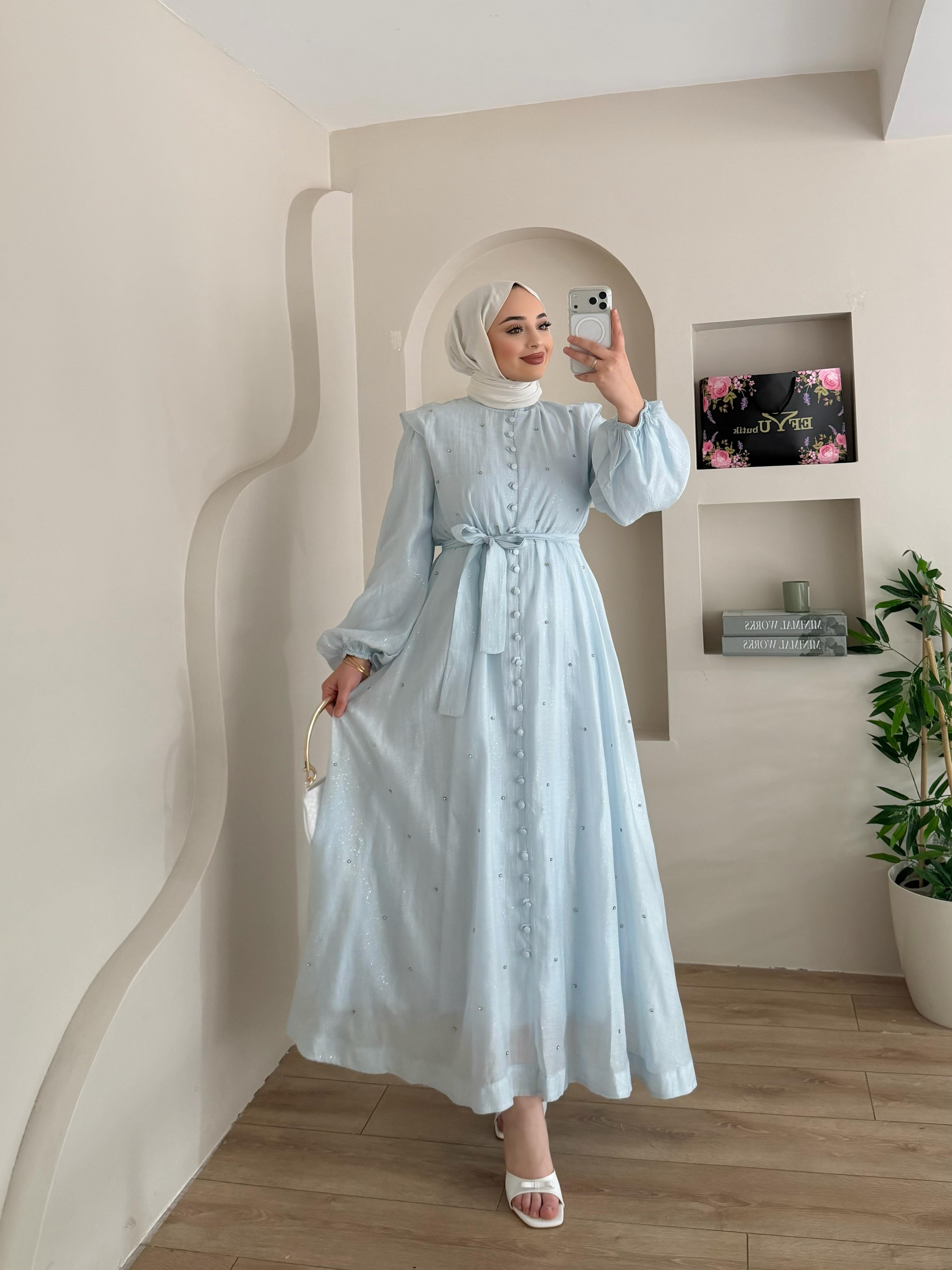 Nida Taşlı Sim Detaylı Elbise