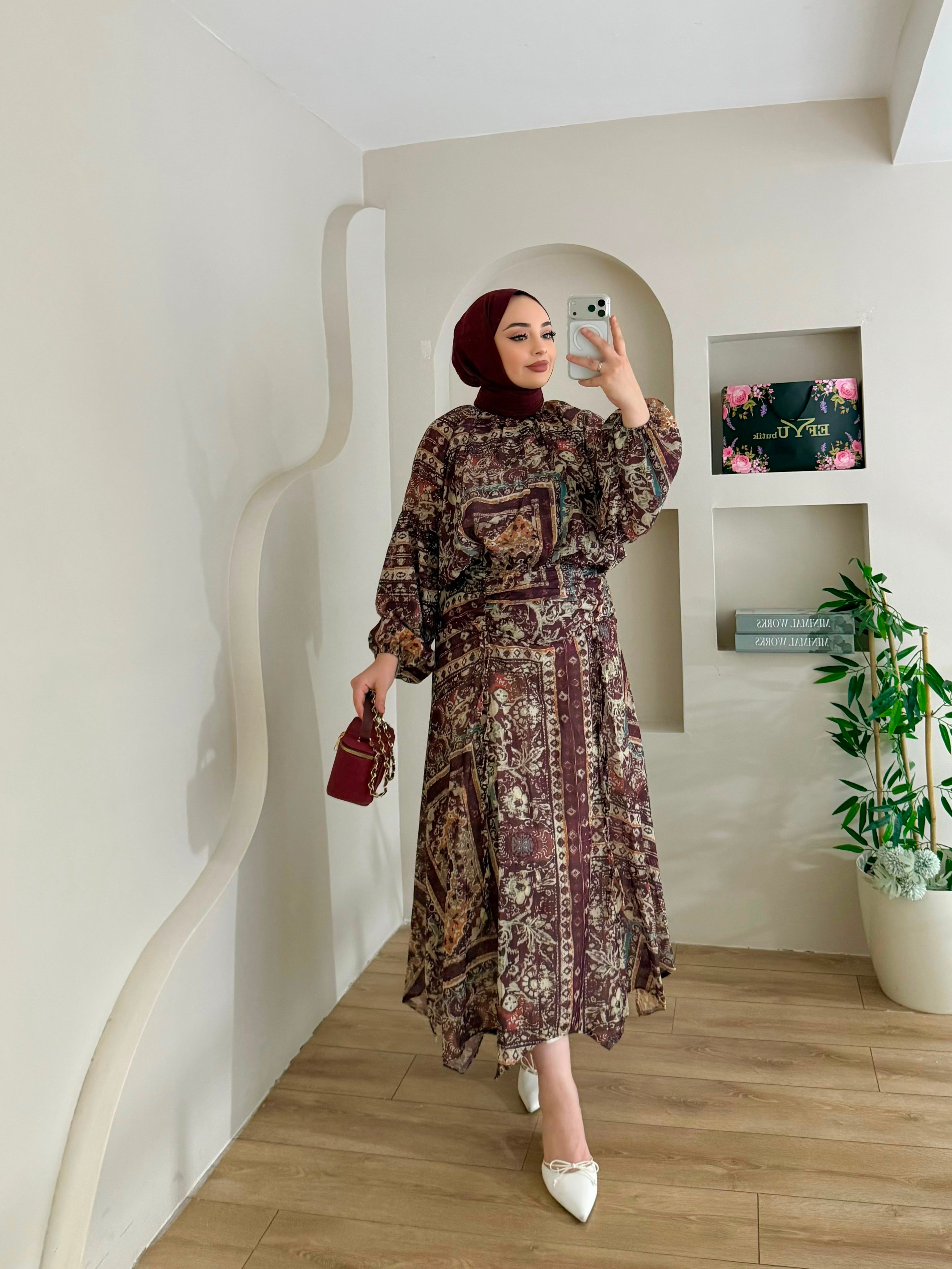 Paloma Etnik Desen Etekli Takım 