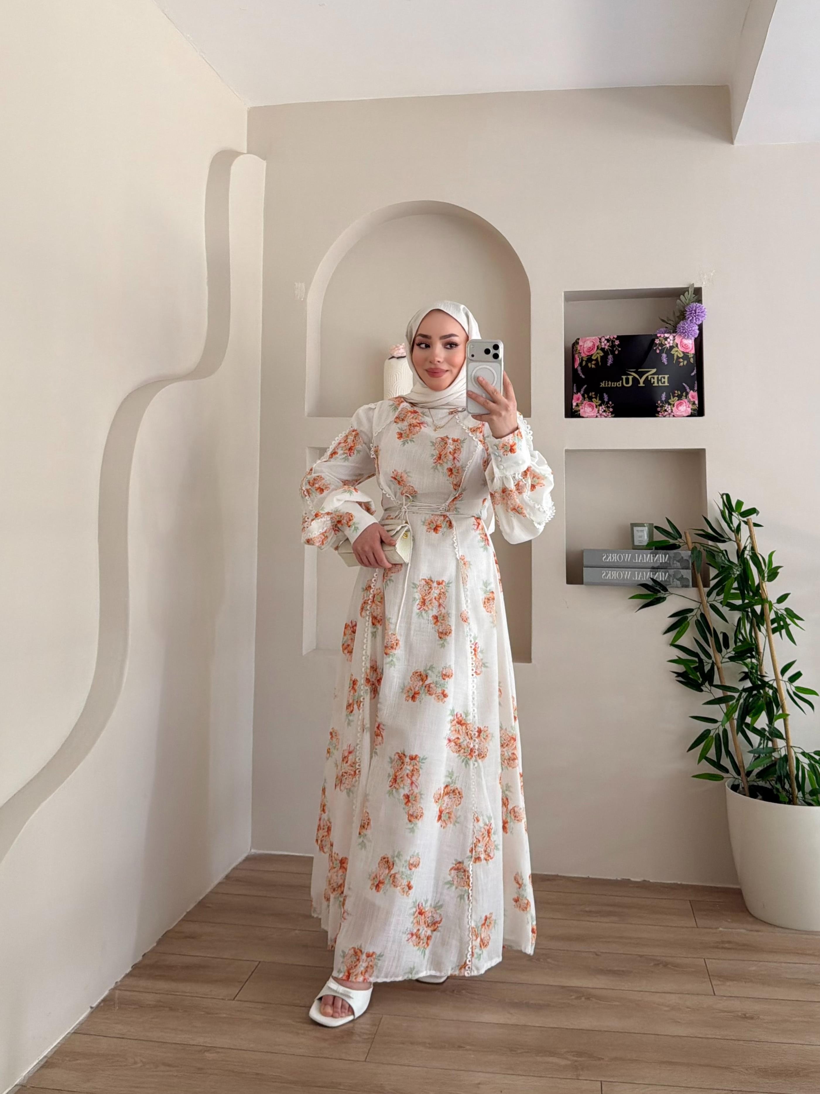 Peri Çiçek Detaylı Elbise