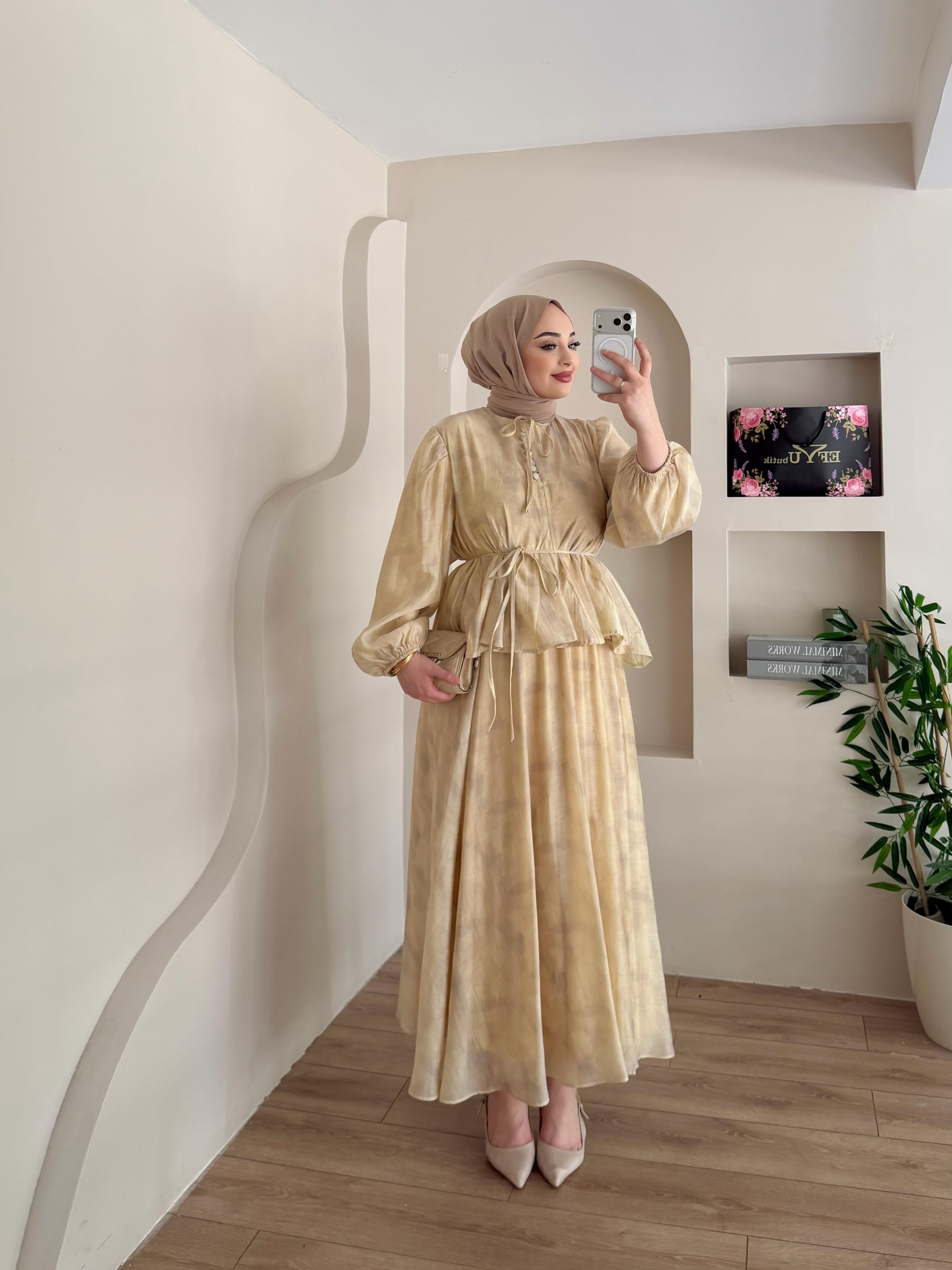 Polly Bağlamalı Etekli Takım