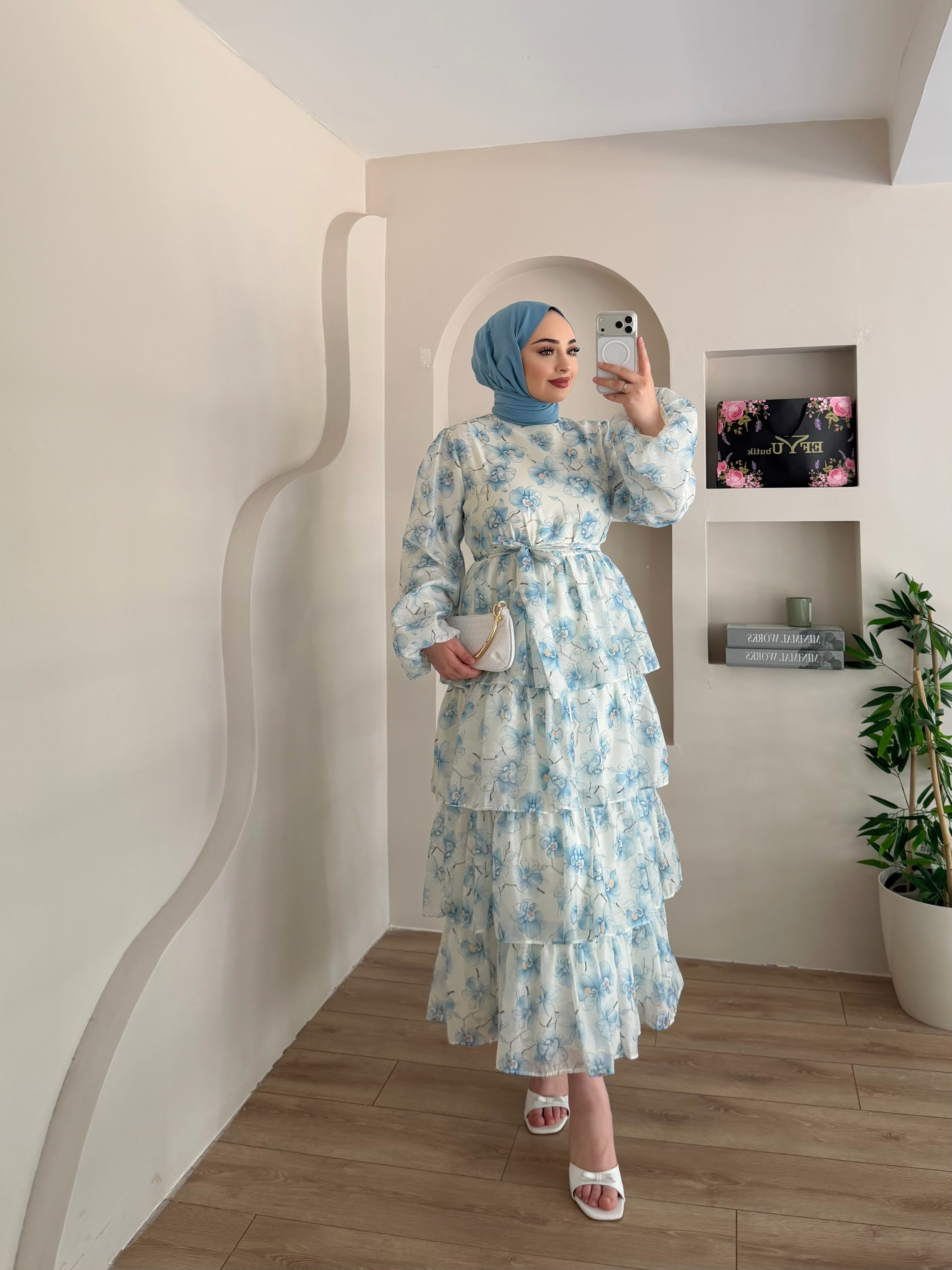 Refira Kat Detay Çiçekli Elbise