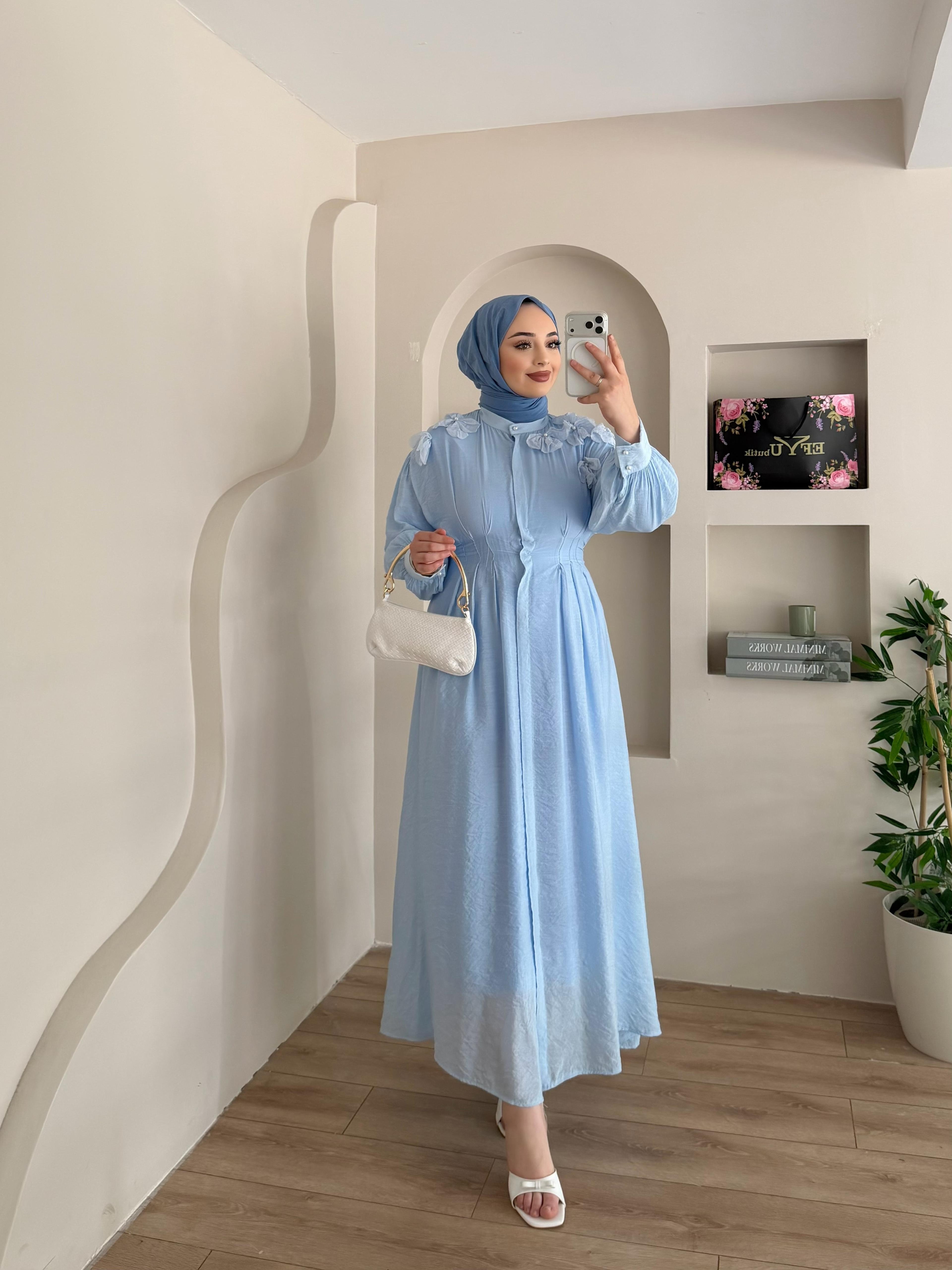 Ribana Omuz Çiçekli Elbise