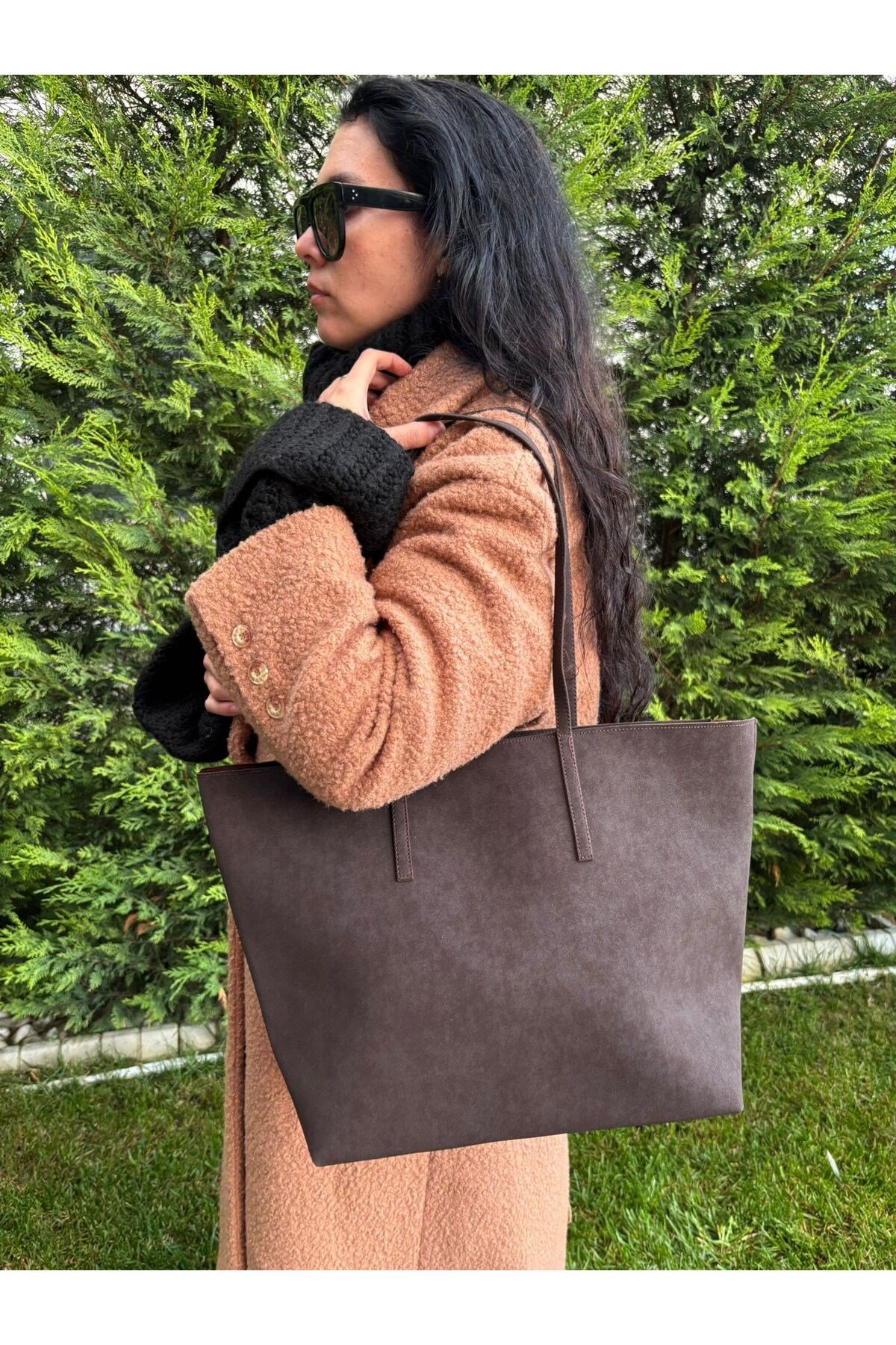 Kadın Bahar Model Fermuarlı Çift Saplı Shopper Omuz Çantası