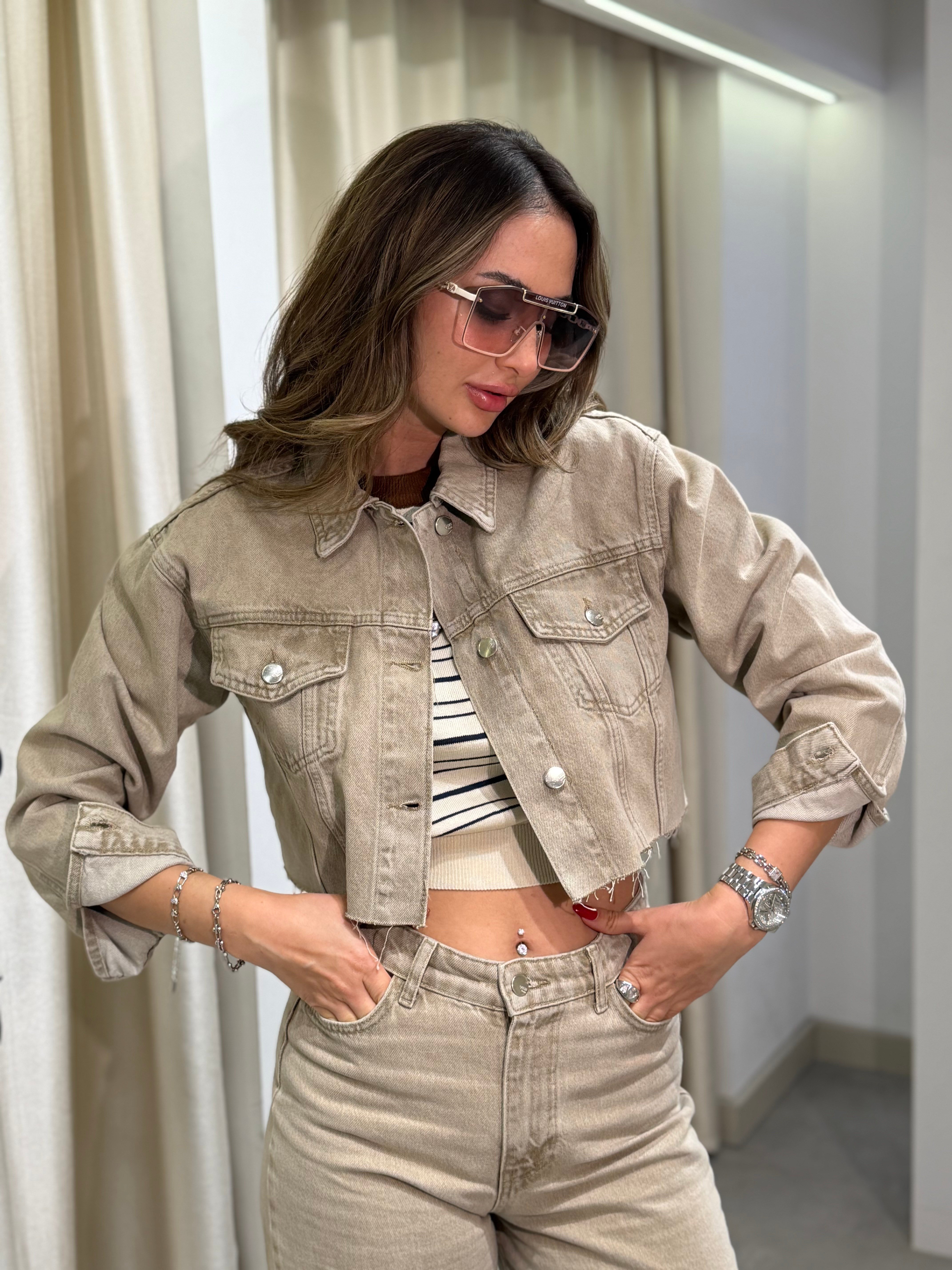 Maria Crop Ceket Haki