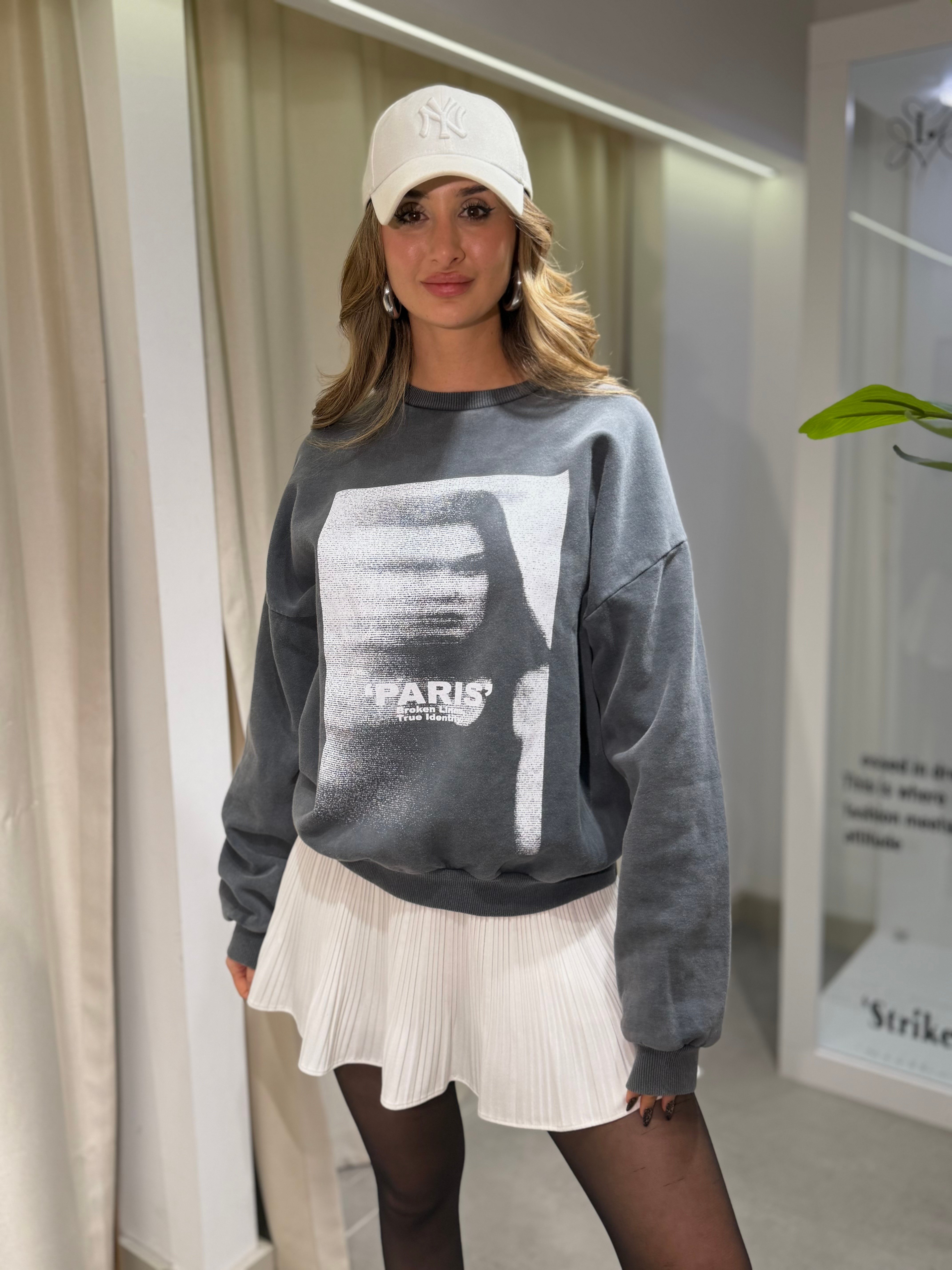 Wegh Baskılı Sweatshirt Gri