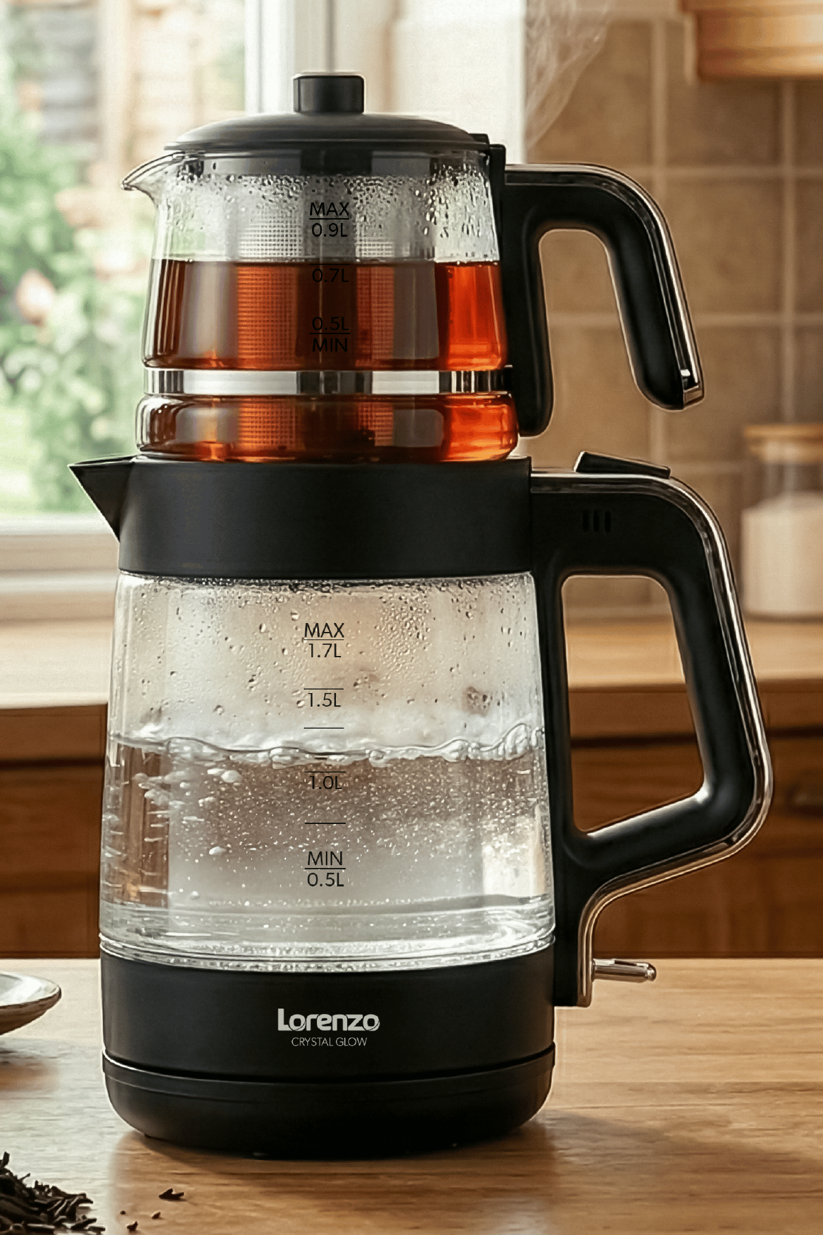 CRYSTAL GLOW CAM ÇAY MAK SİYAH KROM