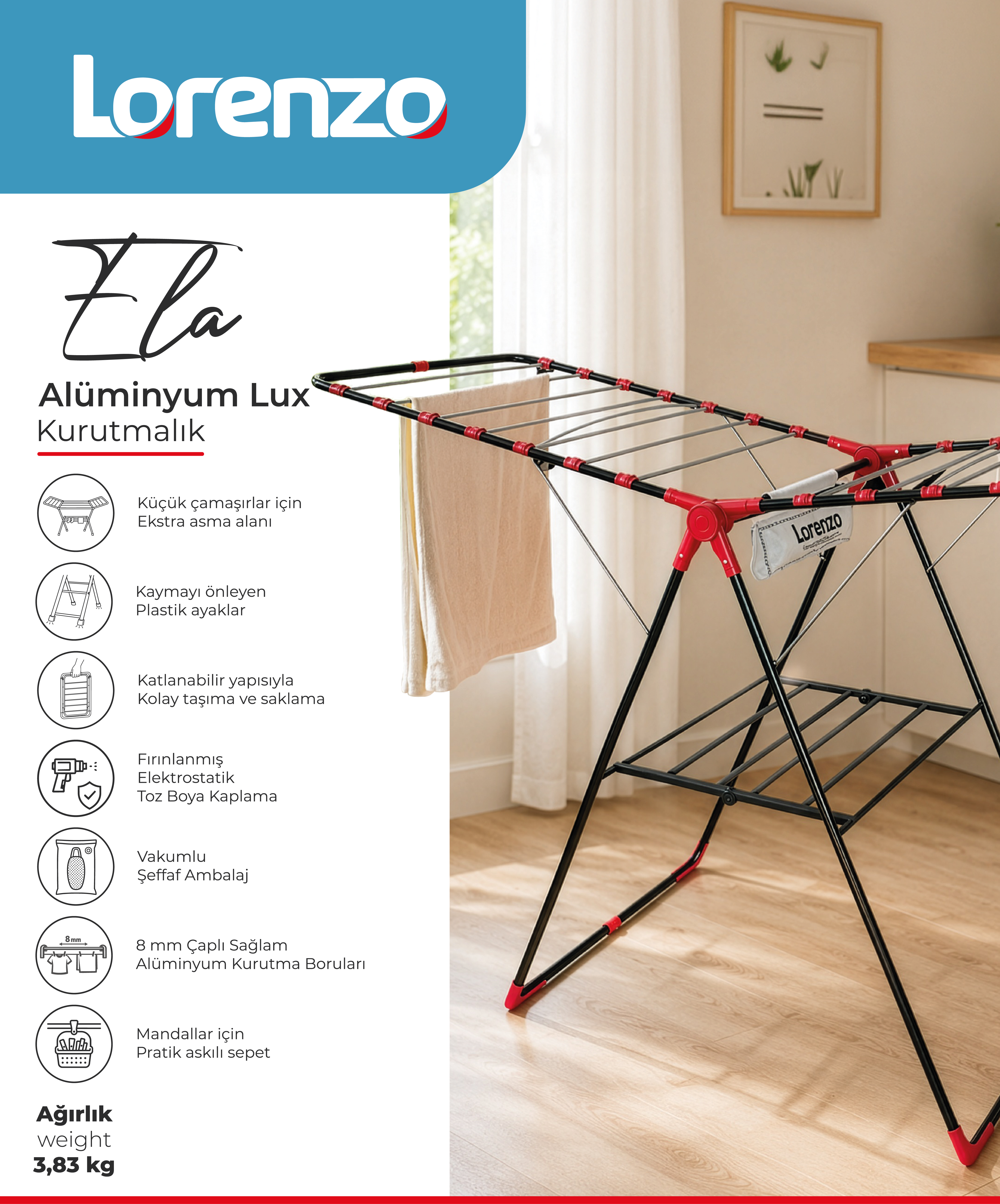 LORENZO - ELA LUX ALÜMİNYUM KURUTMALIK