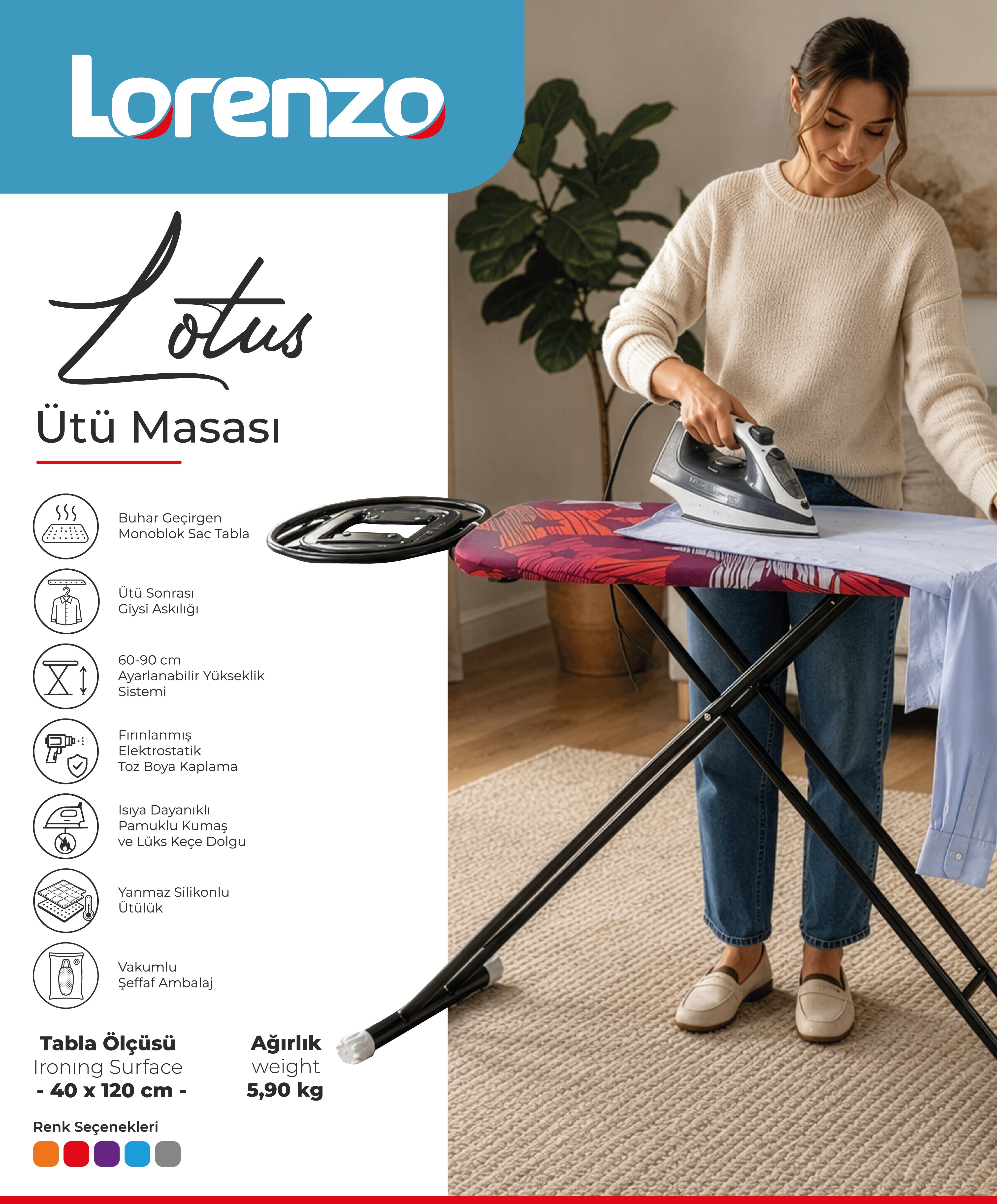 LORENZO - LOTUS ÜTÜ MASASI 40*120