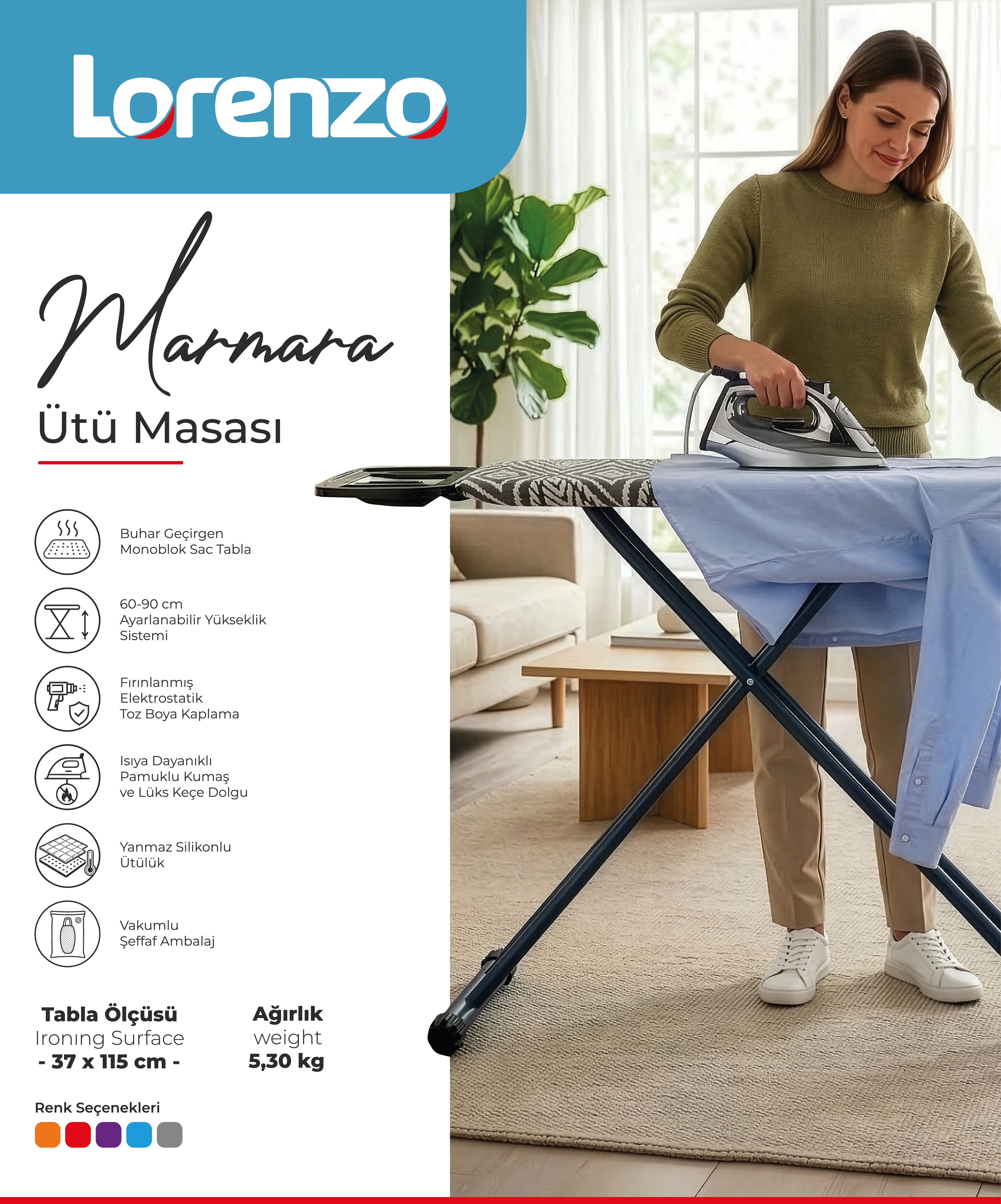 LORENZO - MARMARA ÜTÜ MASASI 37*115