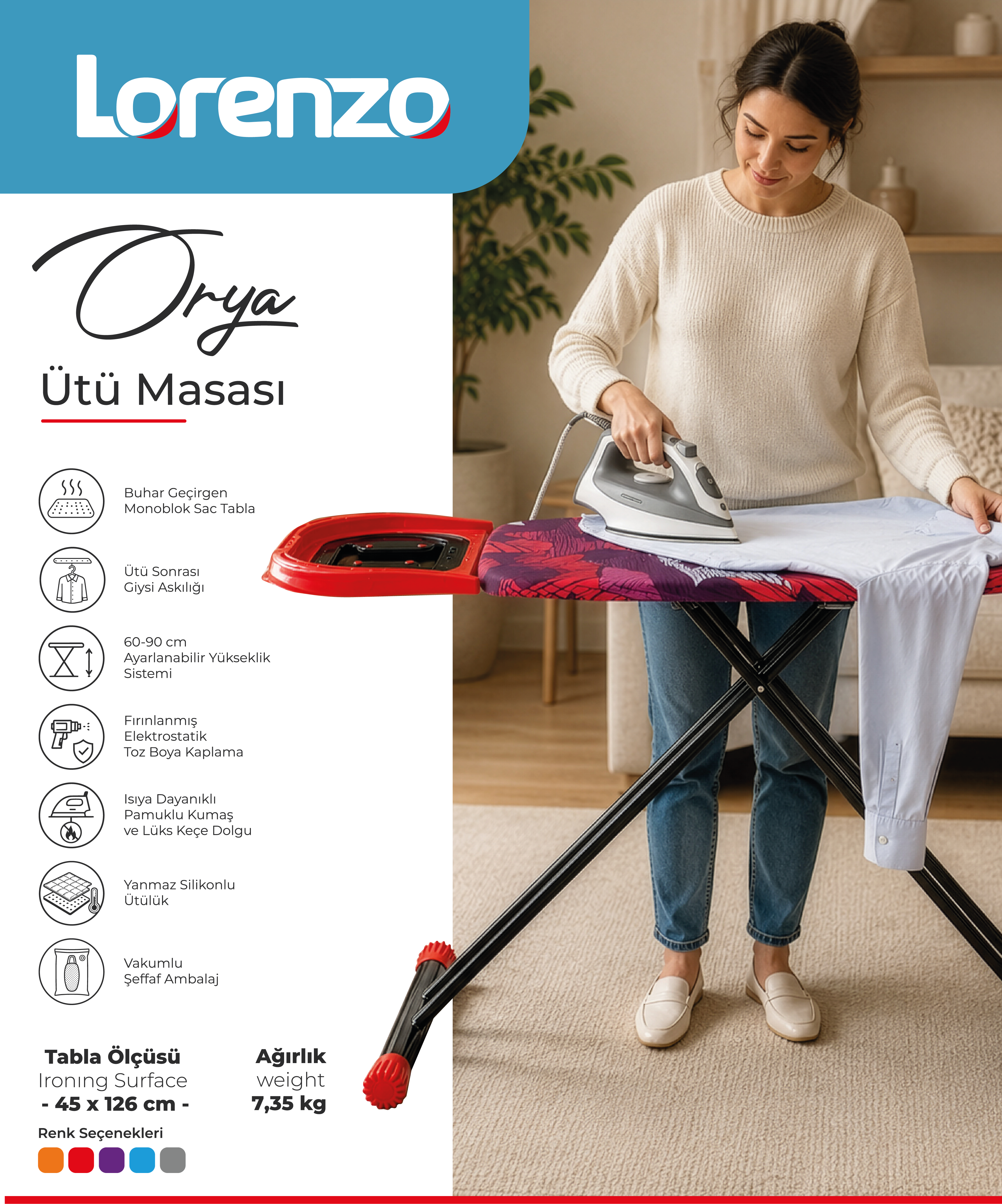 LORENZO - ORYA ÜTÜ MASASI 45*126