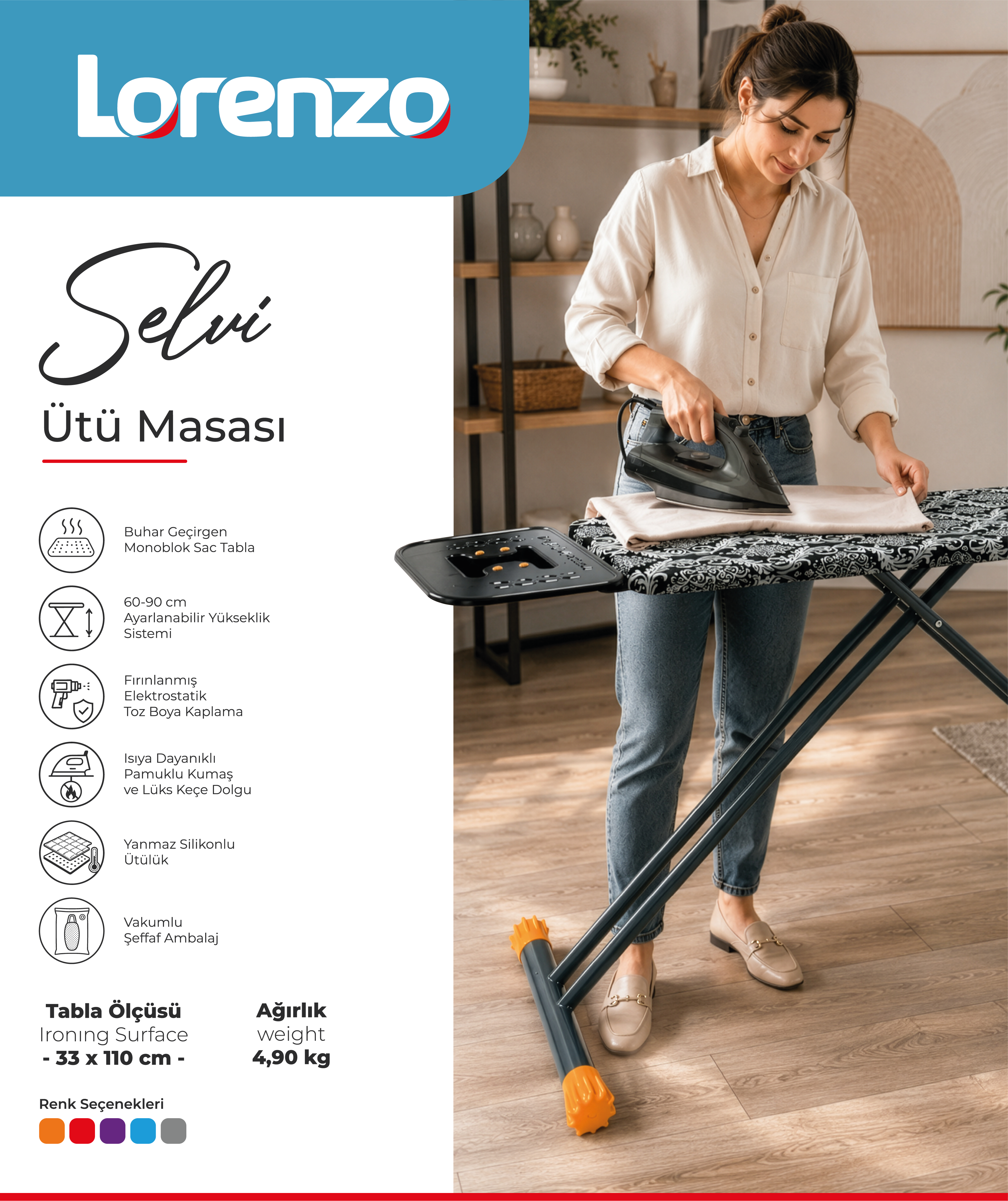 LORENZO - SELVİ ÜTÜ MASASI 33*110
