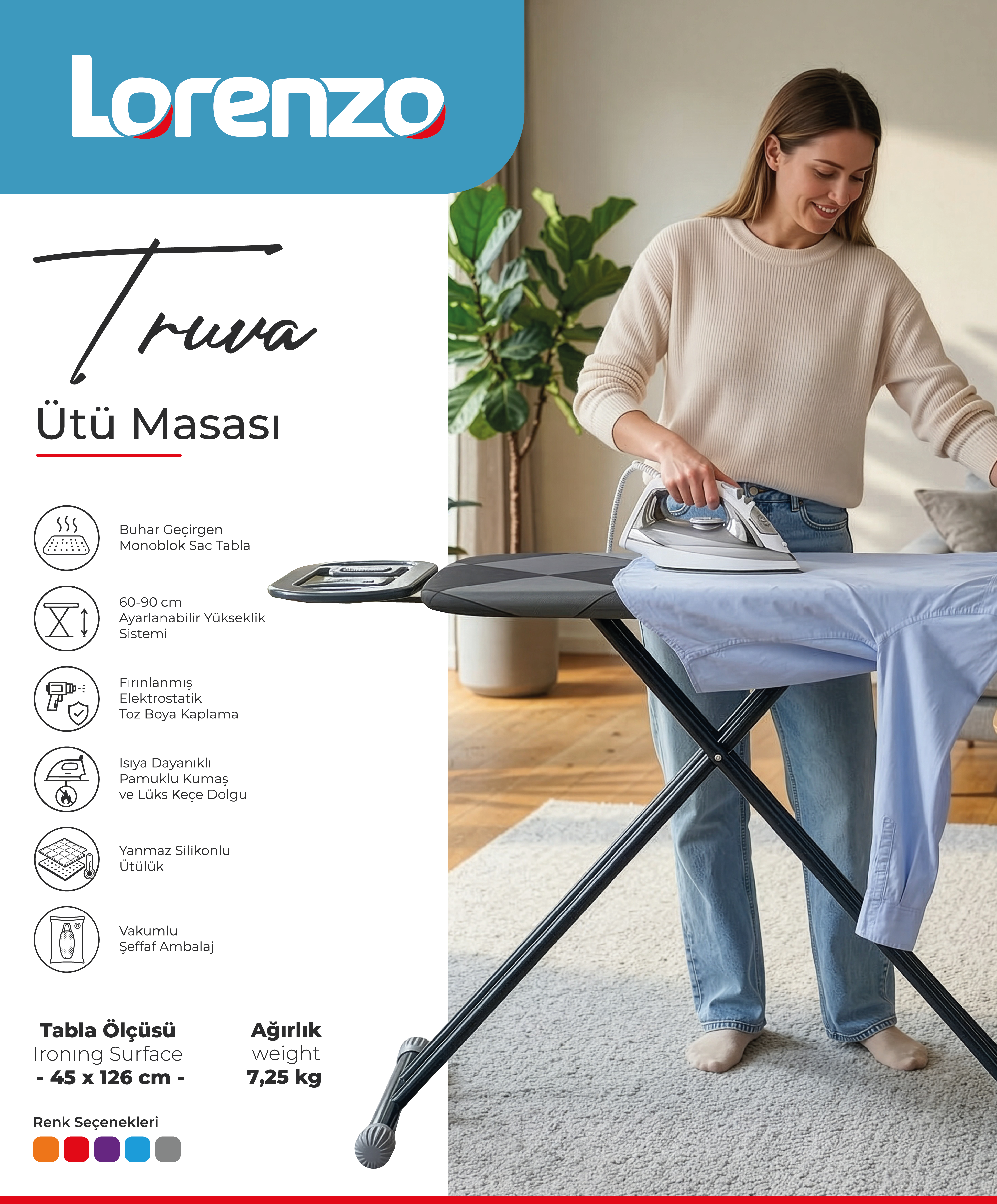 LORENZO - TRUVA ÜTÜ MASASI 45*126