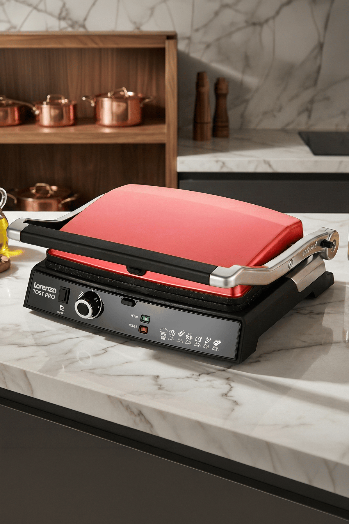 TOST PRO 2000 W 6 DİLİM TOST MAKİNESİ KIRMIZI