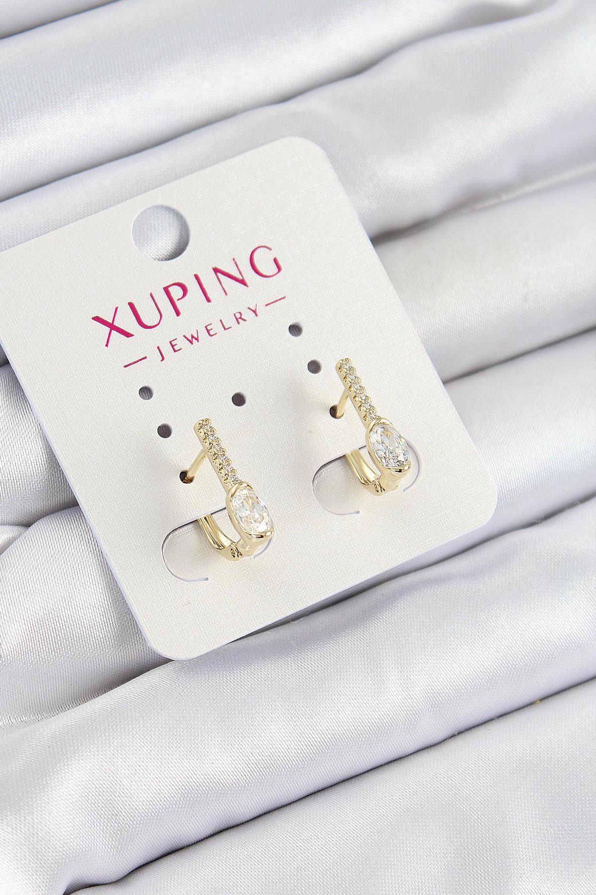 Xuping Zirkon Taşlı I Model Gold Renk Kadın Küpe